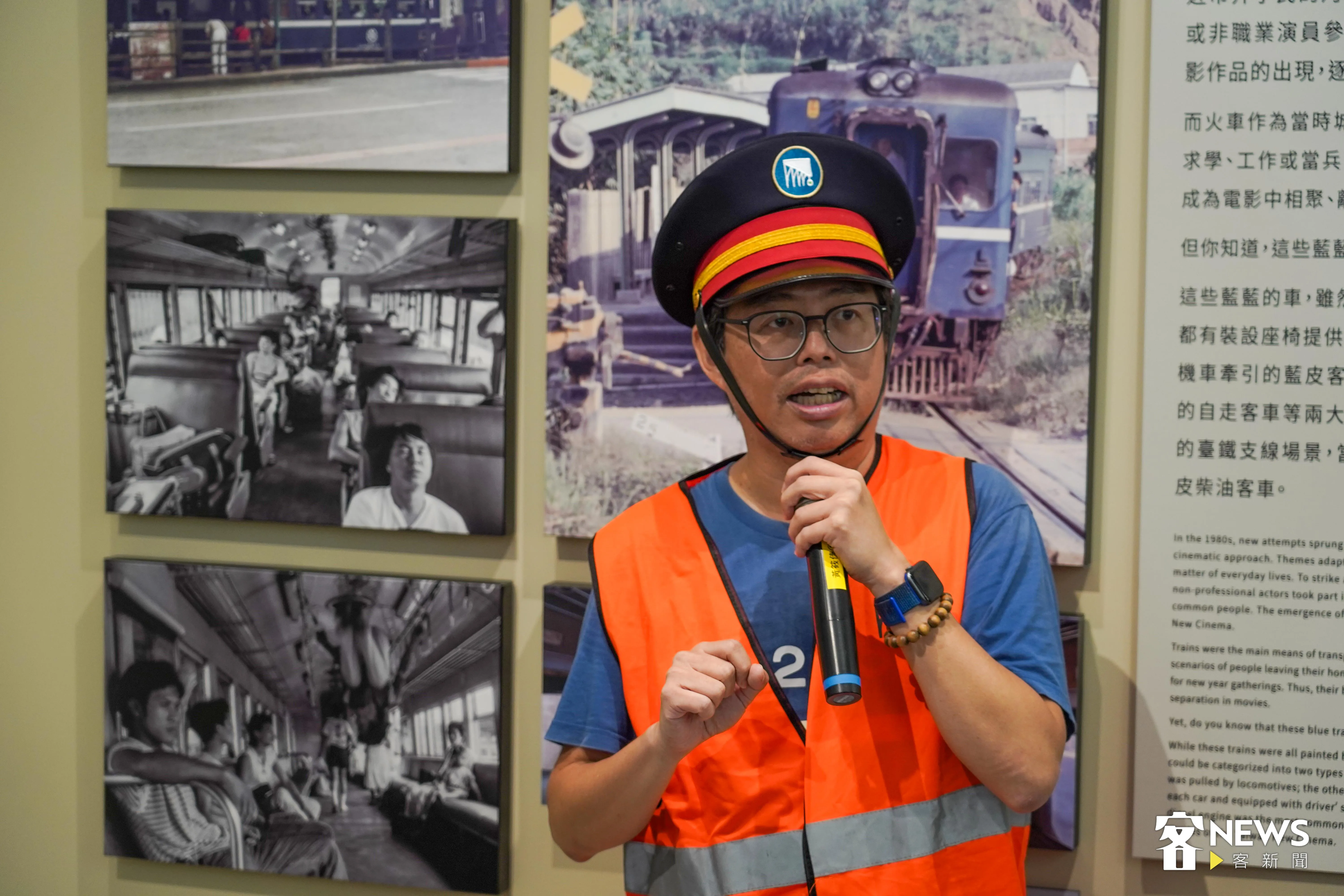 洪致文介紹藍皮柴油客車在臺灣電影裡的身影。李台源攝