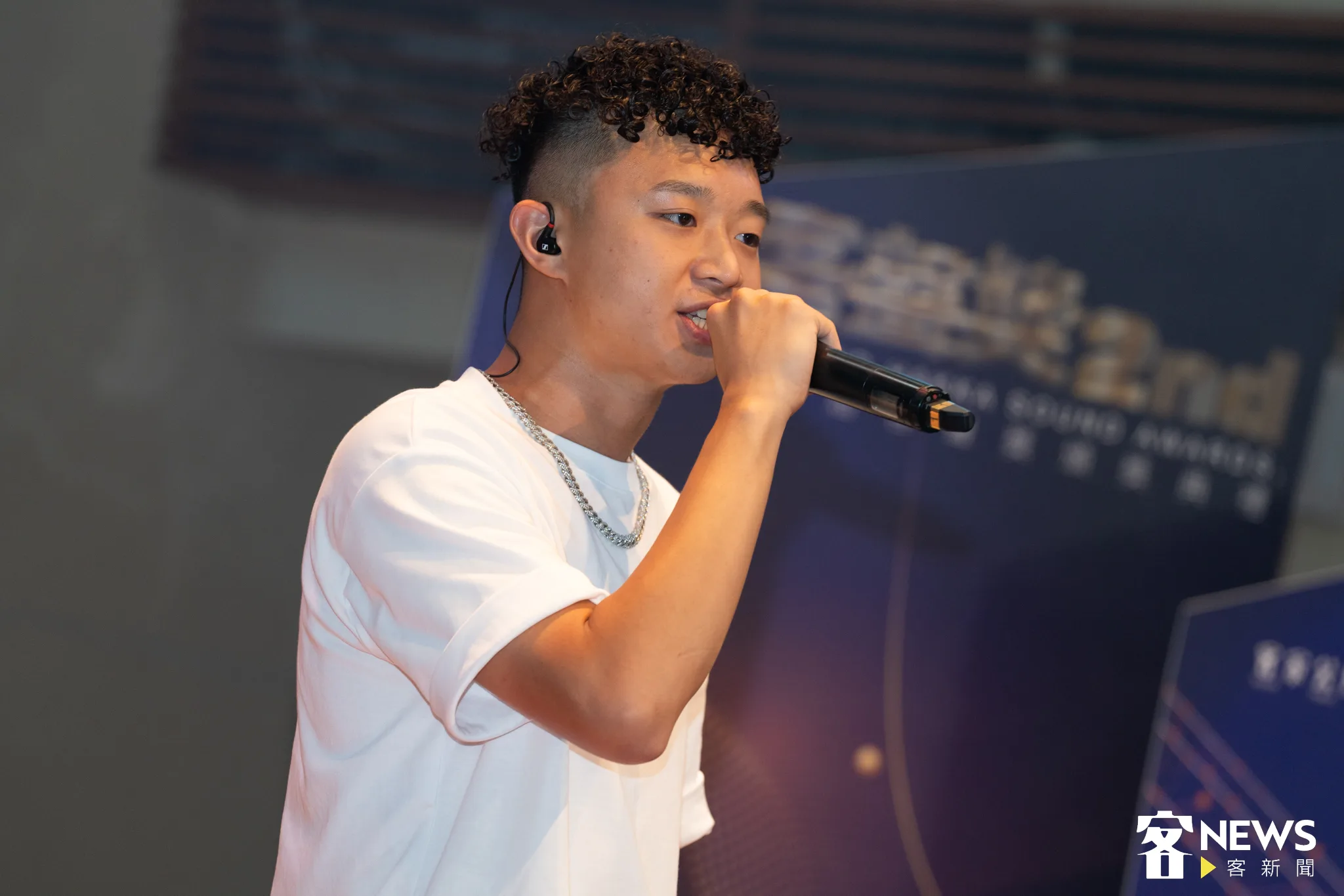 客語Rapper曾怡彬（Yappy）在今天現場精彩演出。宋佩遙攝。