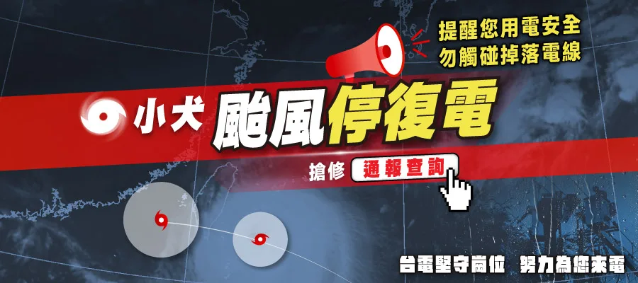 台電提供民眾停電通報及復電時間查詢網站。翻攝自台電
