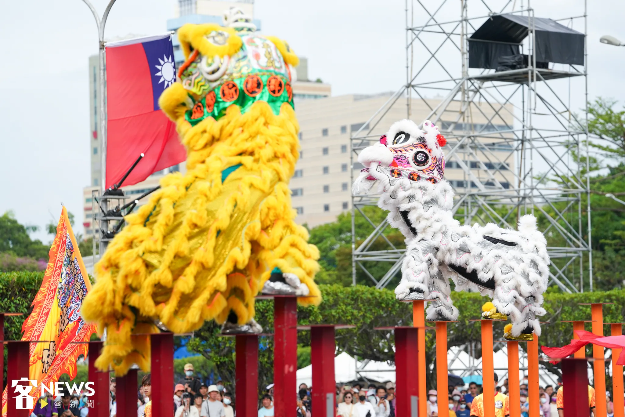 國立傳統藝術中心將首度帶領臺灣傳統獅陣文化團隊登上國慶舞臺。宋佩遙攝