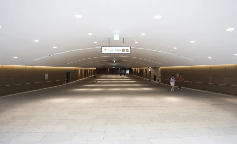 台北大巨蛋與國父紀念館連通道。中央社