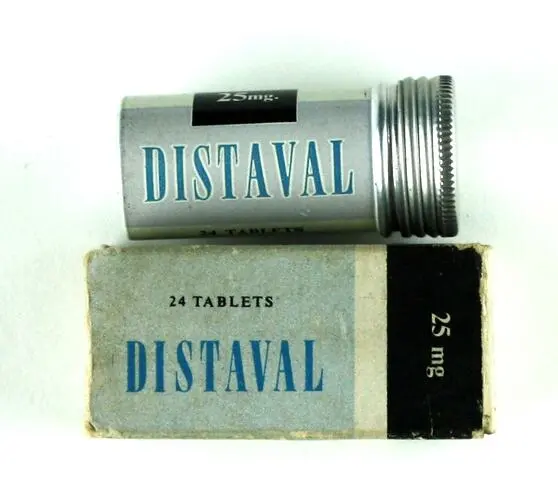 1960年代沙利竇邁在澳洲以「DISTAVAL」名稱作為成藥銷售。資料圖片，翻攝自AJP官方網站
