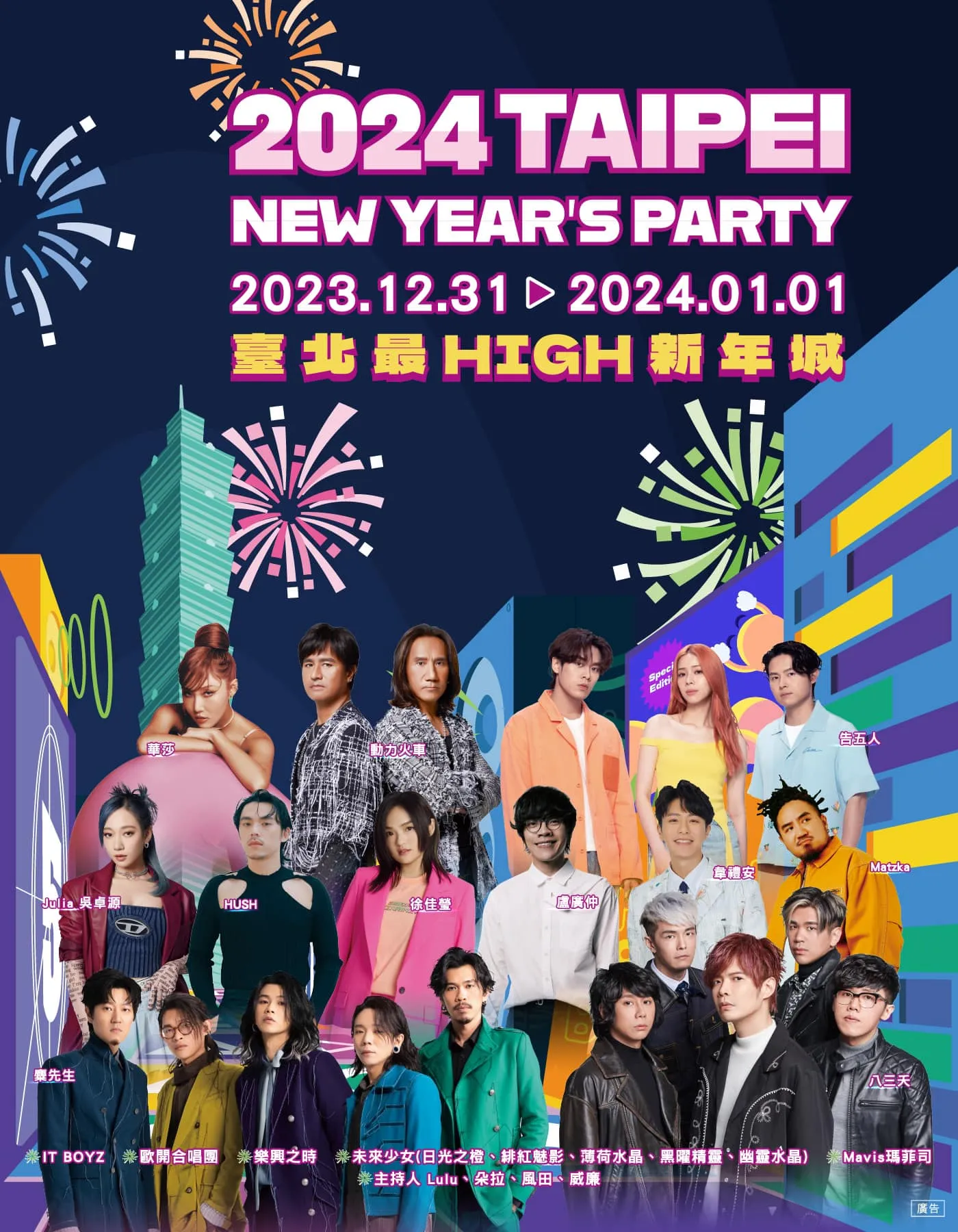 臺北最High新年城2024跨年晚會。台北市政府提供