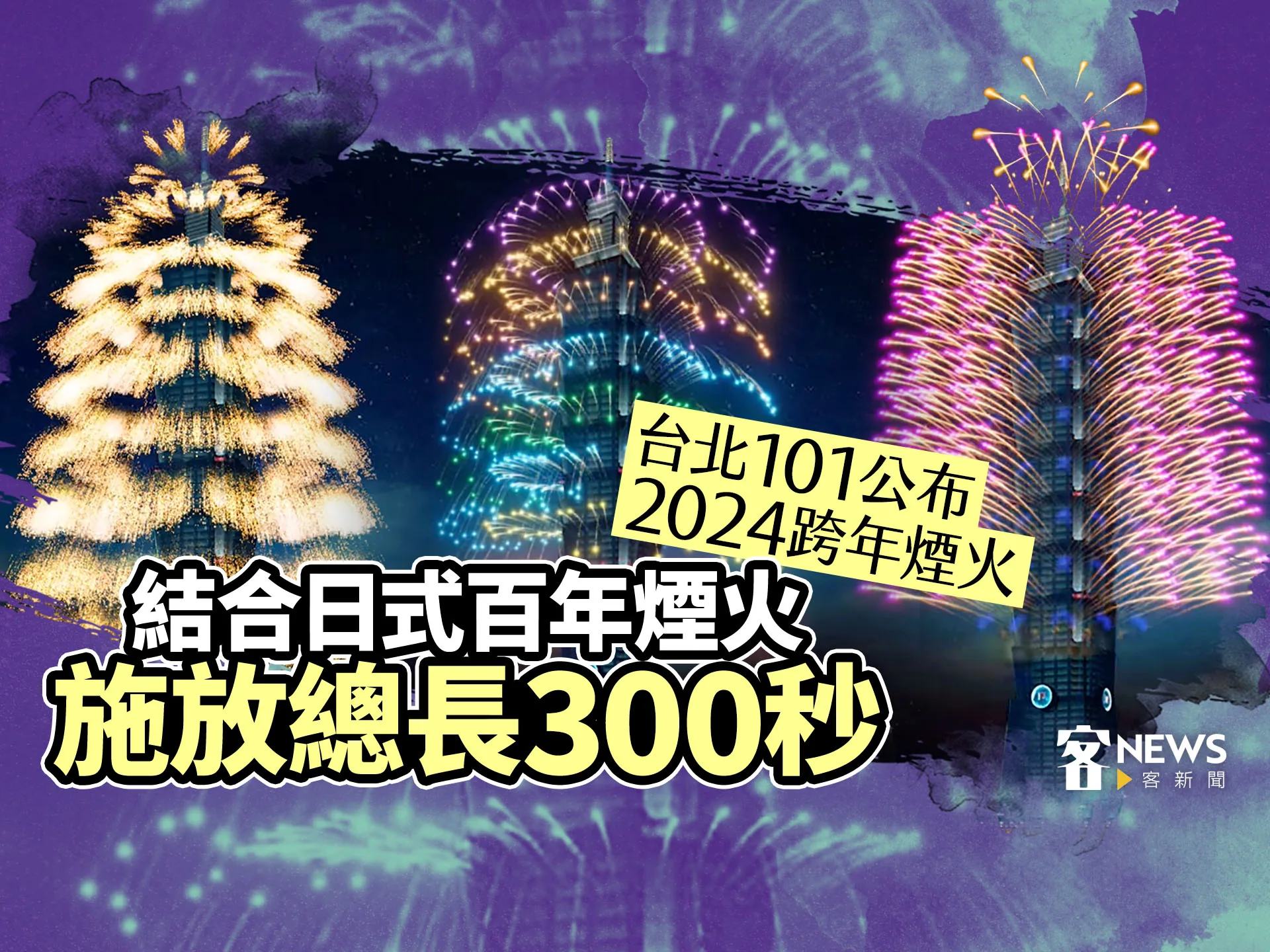 台北101公布2024跨年煙火　結合日式百年煙火、施放總長300秒