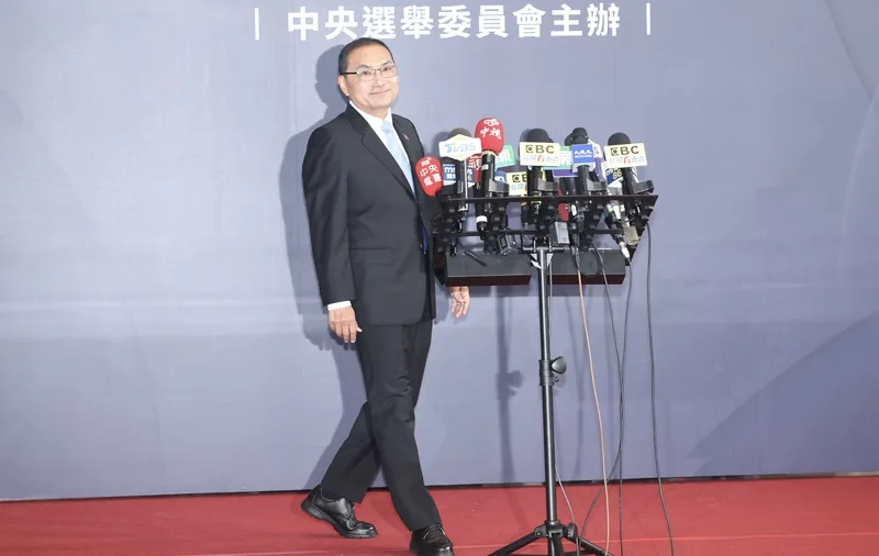 侯友宜政見發表會結束後，接受媒體訪問。中央社記者吳家昇攝