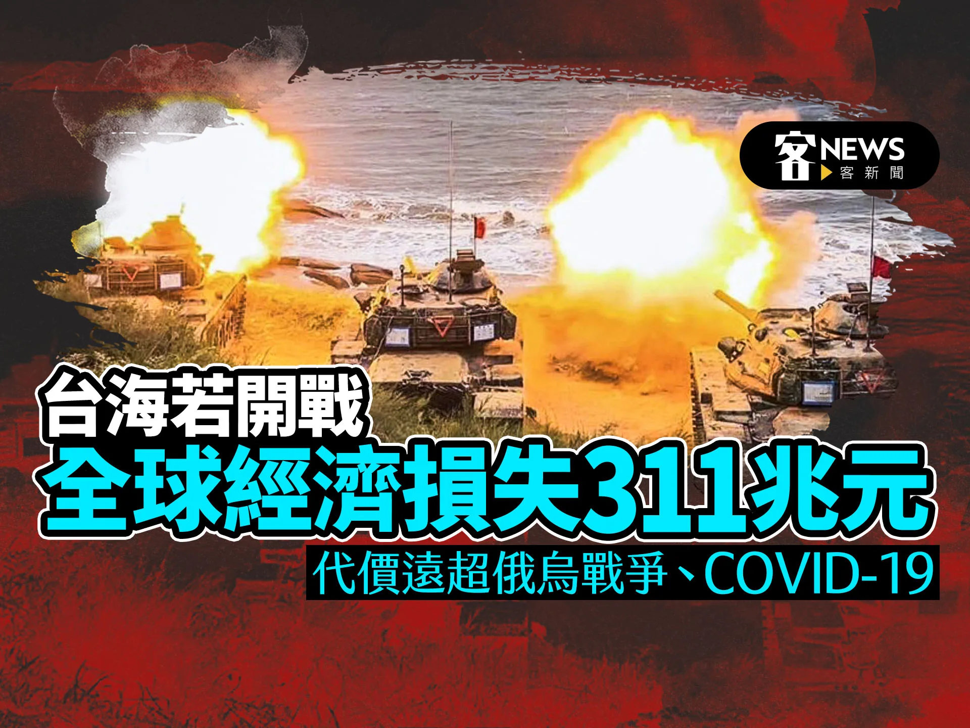 彭博：台海若開戰全球經濟損失311兆元　代價遠超俄烏戰爭、COVID-19