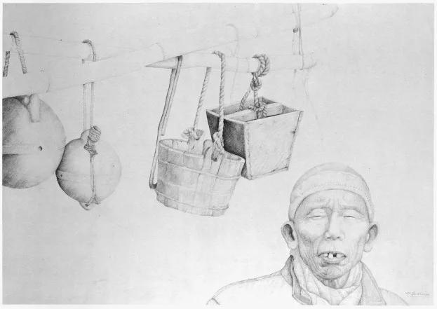 1979年〈海水污染後的漁民〉入選英國克里夫蘭國際素描雙年展，是其得意之作。此展總共邀請七位臺灣畫家，只有謝孝德入選；3千多位世界翹楚，取20位在各地博物館展覽。他選擇如頭髮般細韌的0.1mm自動鉛筆，配上光滑的西卡紙，一筆一筆烙著無奈的泣訴。「畫我的阿憨堂哥，臉型很奇特，嘴巴竄出的暴牙，捕魚維生，遇到海水污染而失去工作，不得不把木桶、浮球、漁具束諸高閣，道出新屋海邊客家人的生活特色。」清秀淡雅的畫風，潛藏發人深省的哲思。