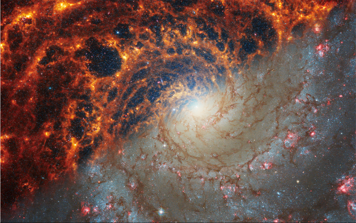 正面螺旋星系 NGC 628。取自NASA網頁