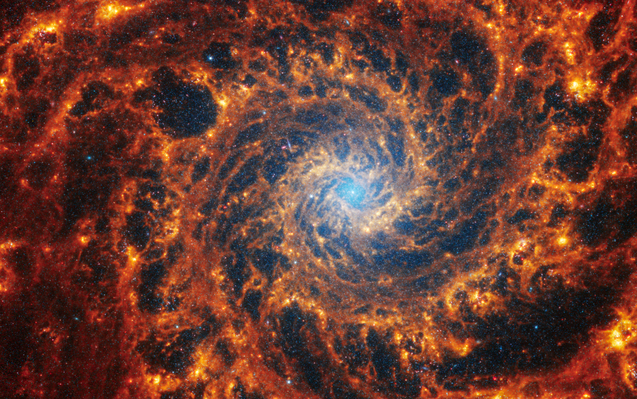 螺旋星系 NGC 628 位於雙魚座,距離地球3200 萬光年。取自NASA網站