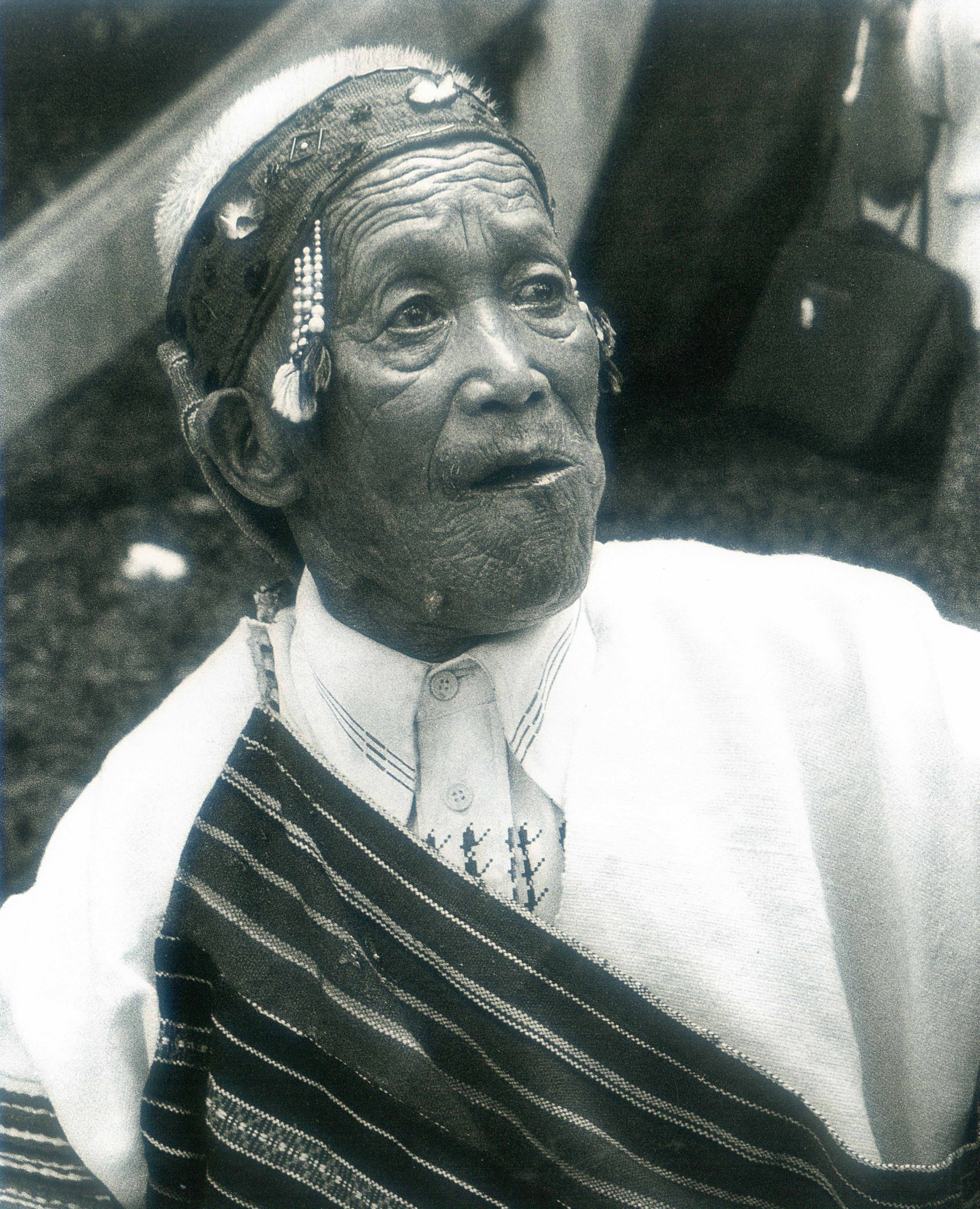 高天生(1921—2013)是泰安鄉最後辭世的男性紋面國寶,1999年攝於天狗部落。羅漢章提供