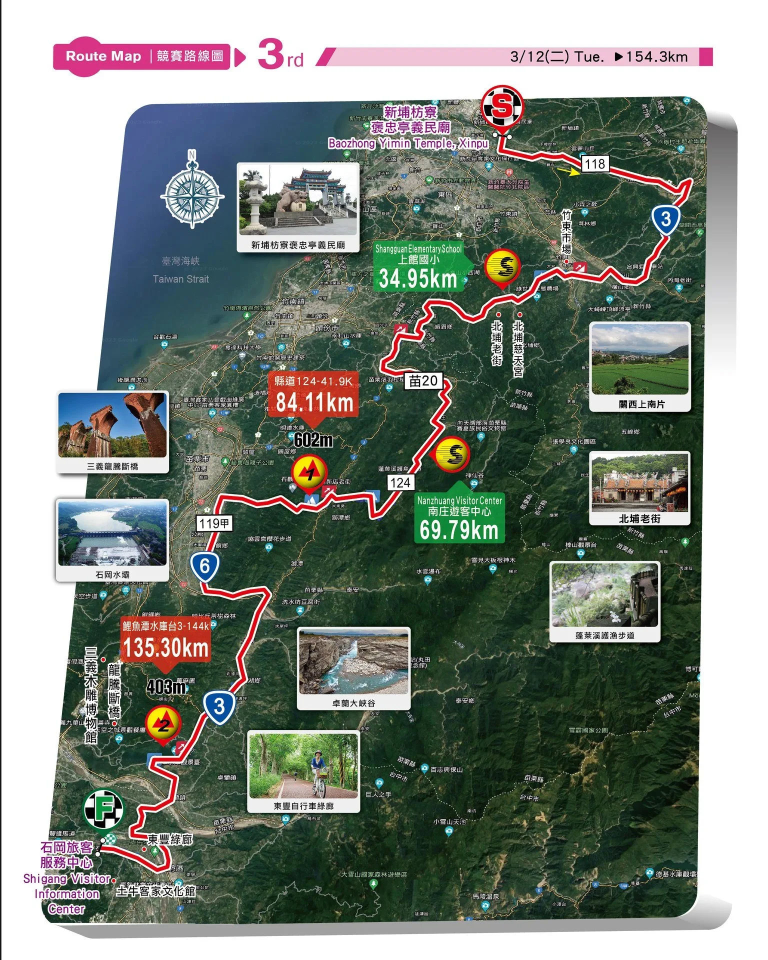 2024環台公路自行車大賽第三戰浪漫台三線路線及賽程。翻攝自國際環台賽官網