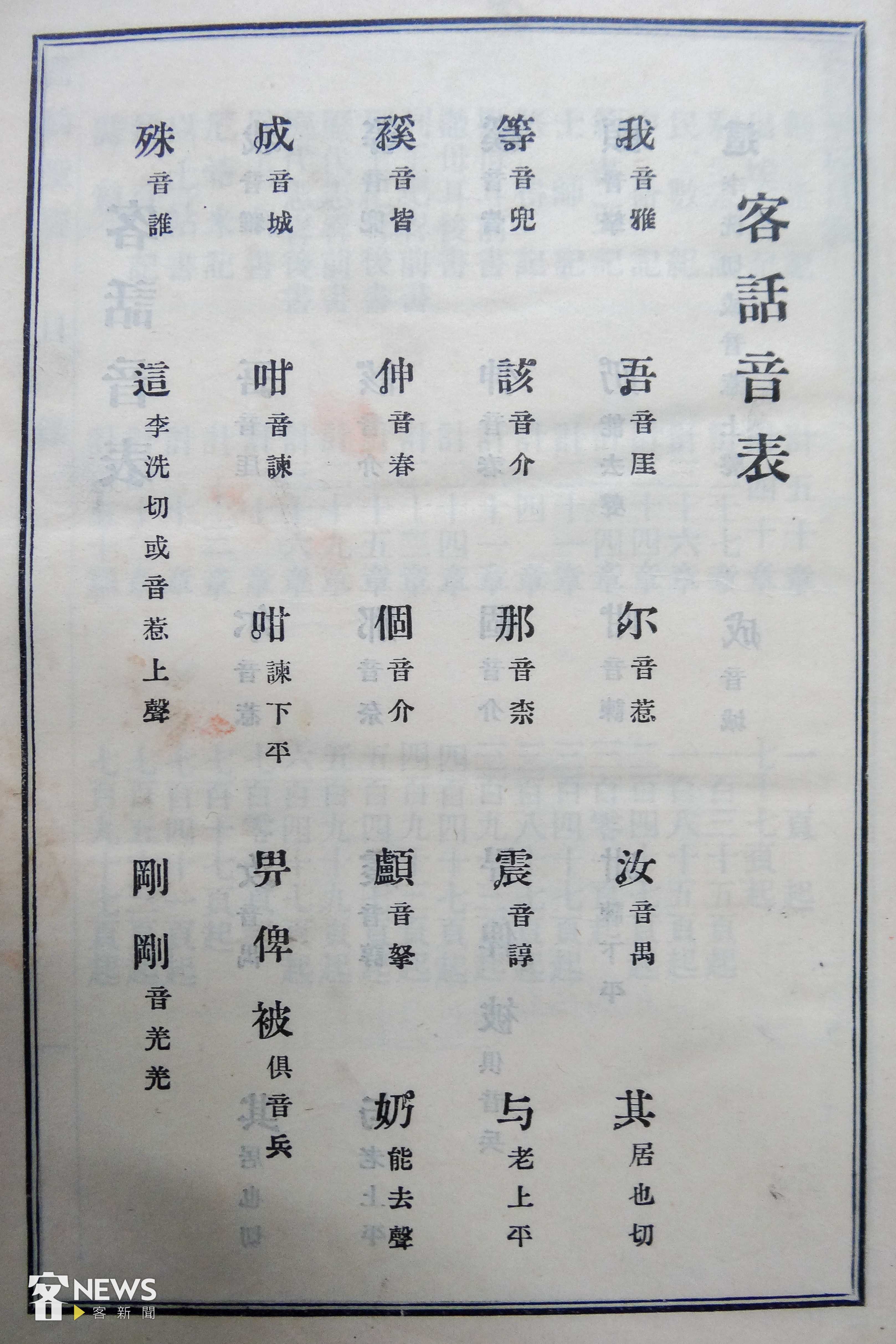 客話音表。張維安提供