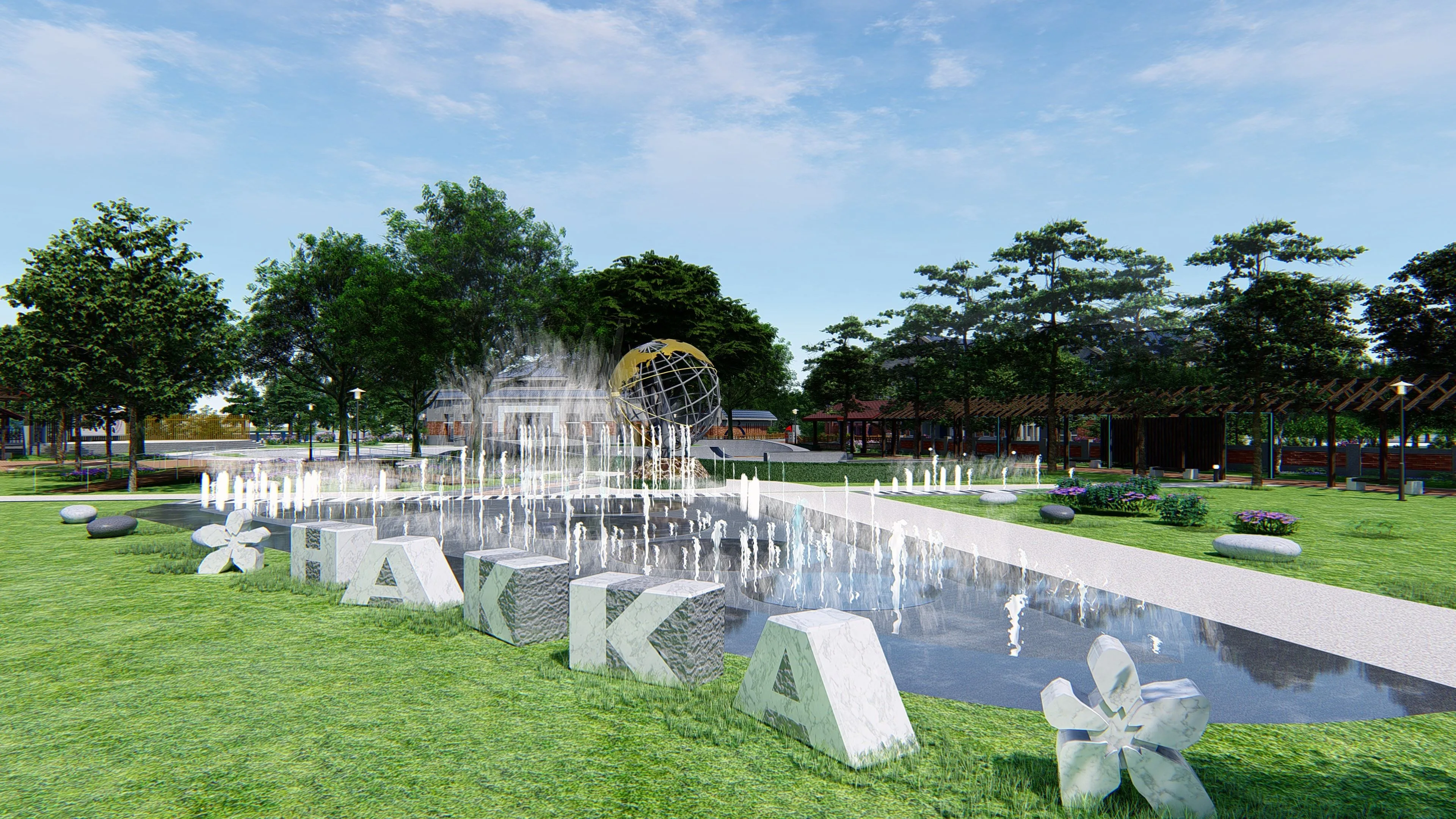 花蓮縣客家文化園區，今動工打造新穎運場休閒場地，圖為示意圖。花蓮縣政府提供