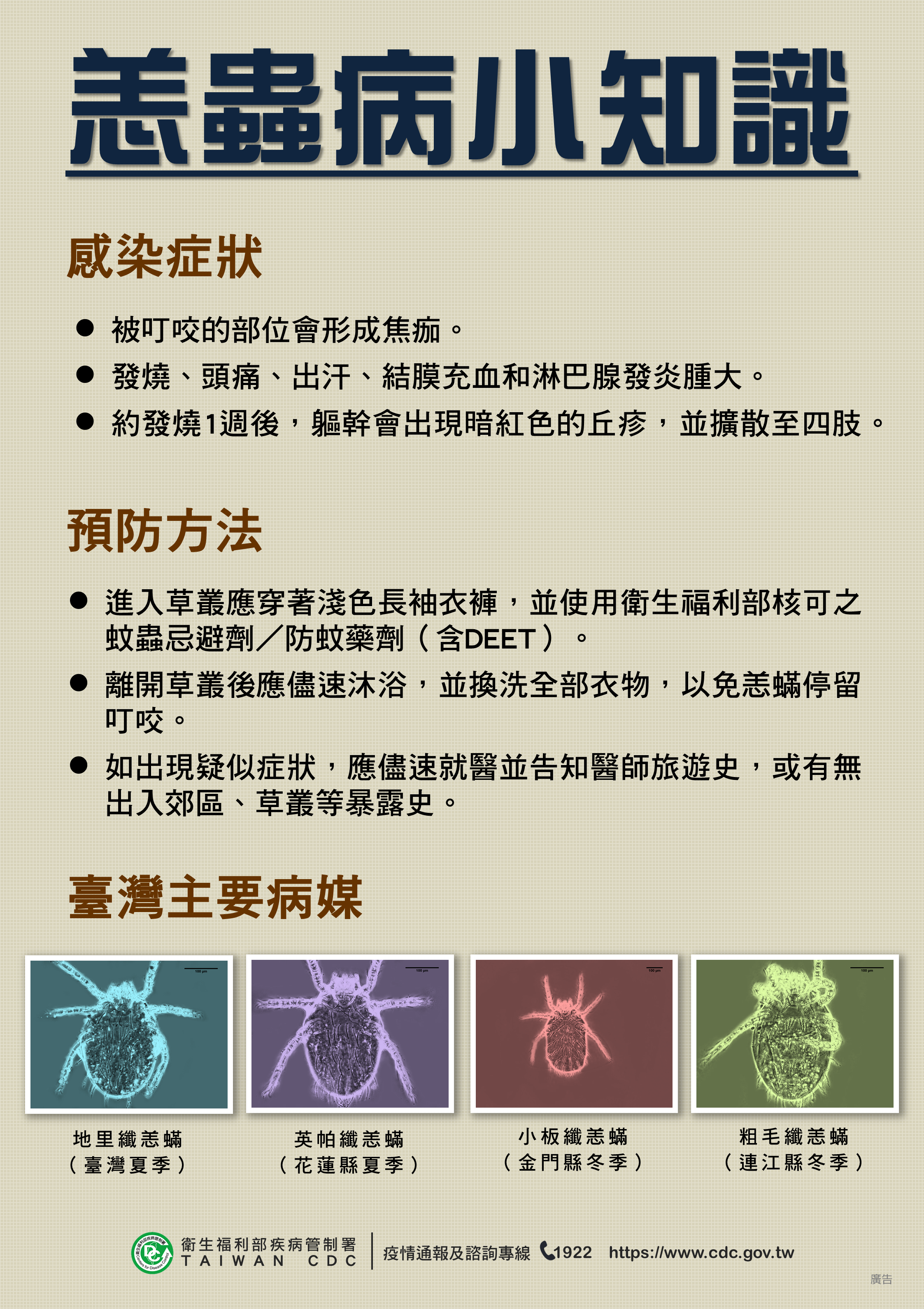 恙蟲病衛教知識/圖:衛福部疾管署提供。