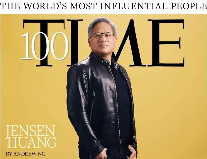 黃仁勳獲選《時代》雜誌2024百大影響力人物，並由祖克柏撰文介紹他。翻攝時代雜誌