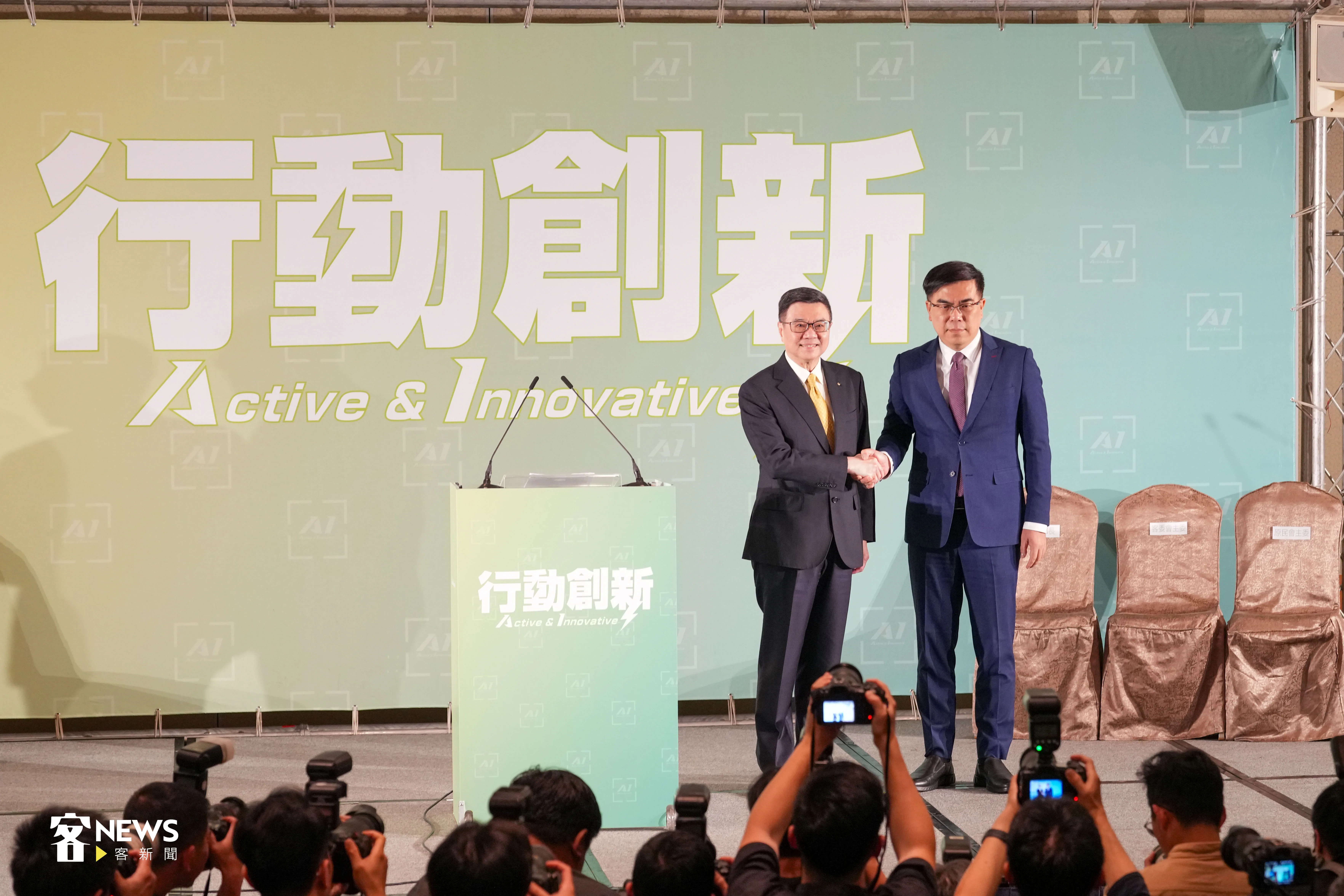 準行政院長卓榮泰（左）與準環境部長彭啟明（右）。宋佩遙攝