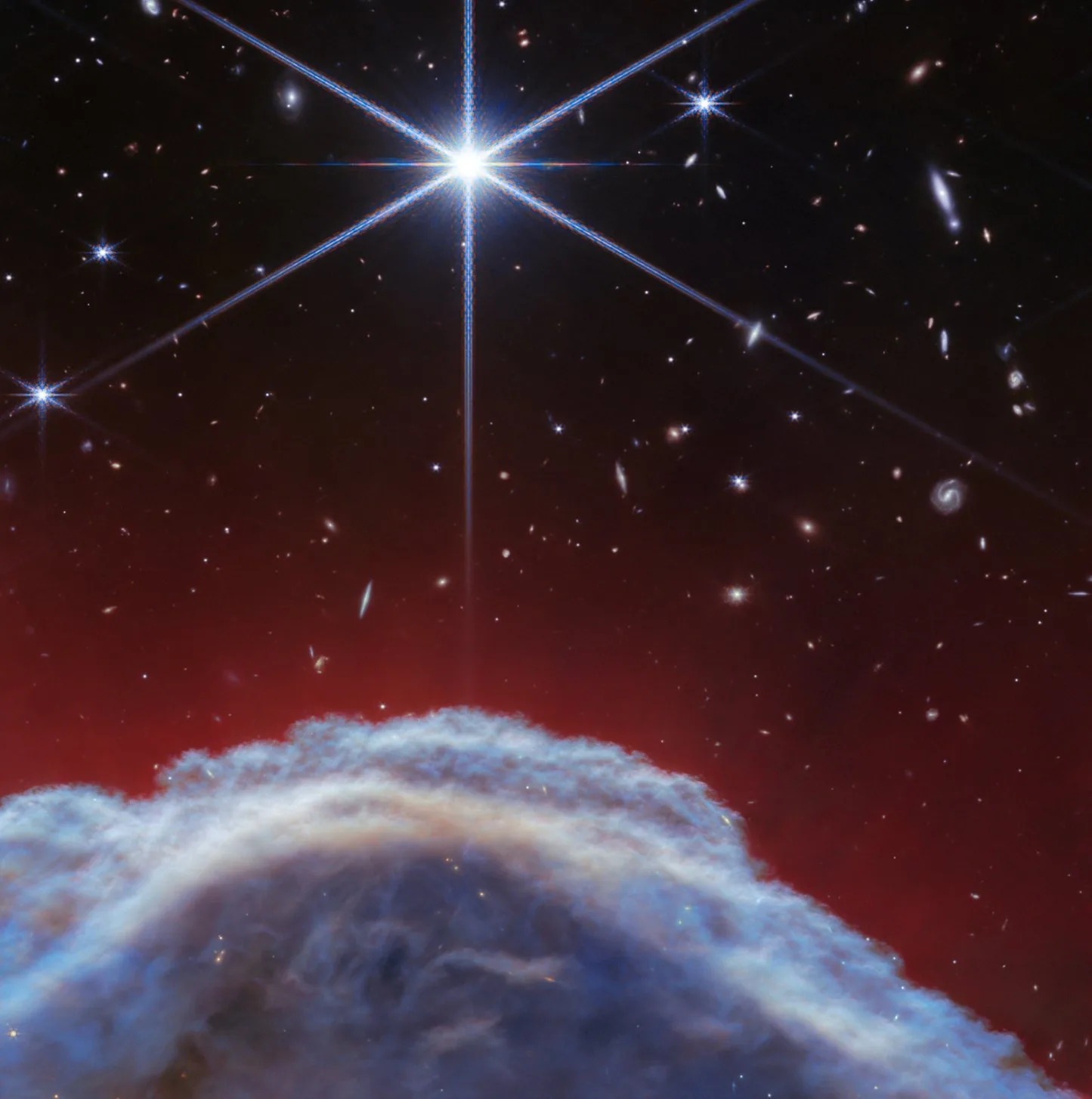 韋伯太空望遠鏡捕捉到馬頭星雲歷來最清晰的紅外線影像。取自twitter.com/NASAWebb