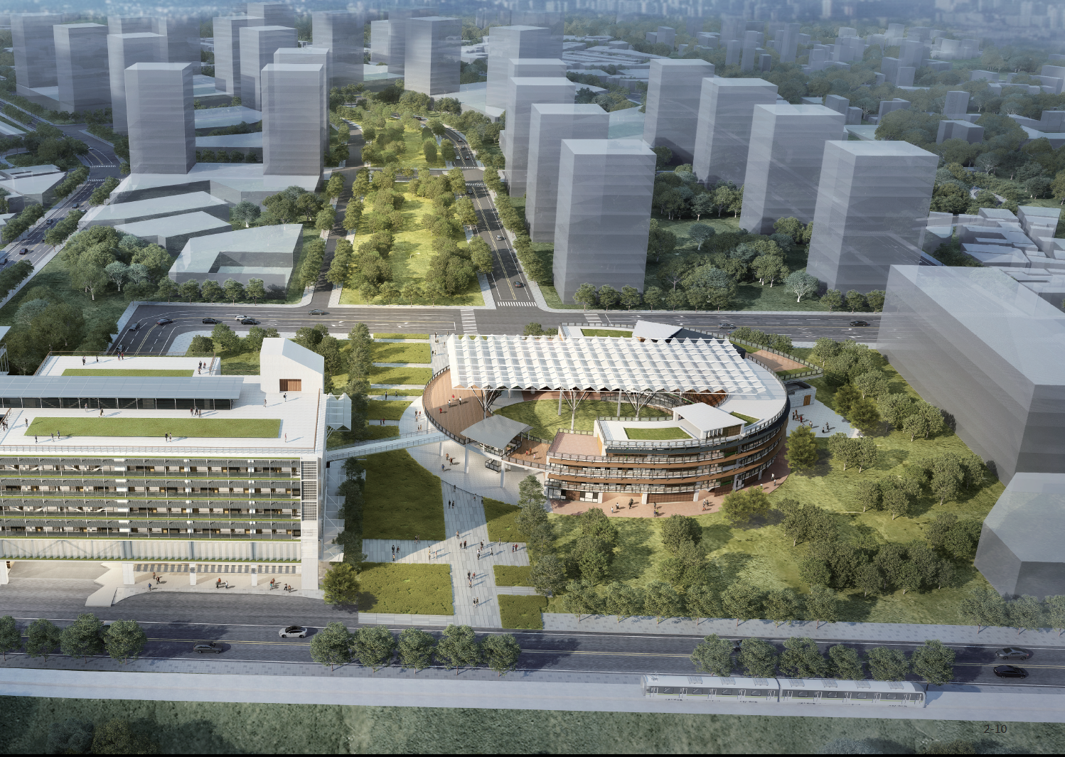 竹東客家文化大禾埕建築外觀以環形鋼結構、挑高棚架，形塑客家意象。新竹縣政府提供