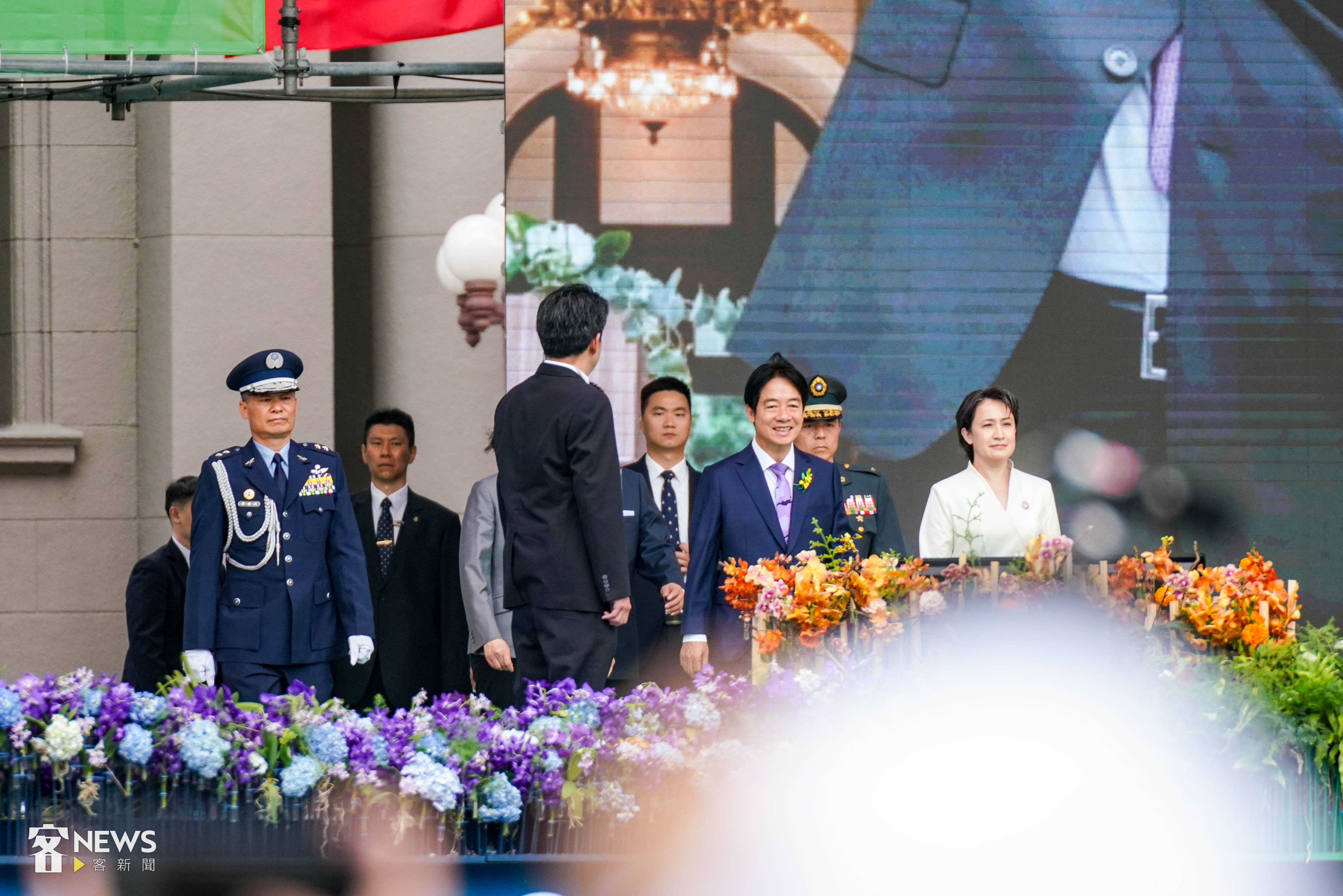 賴清德、蕭美琴完成宣誓後，步出總統府。李台源攝