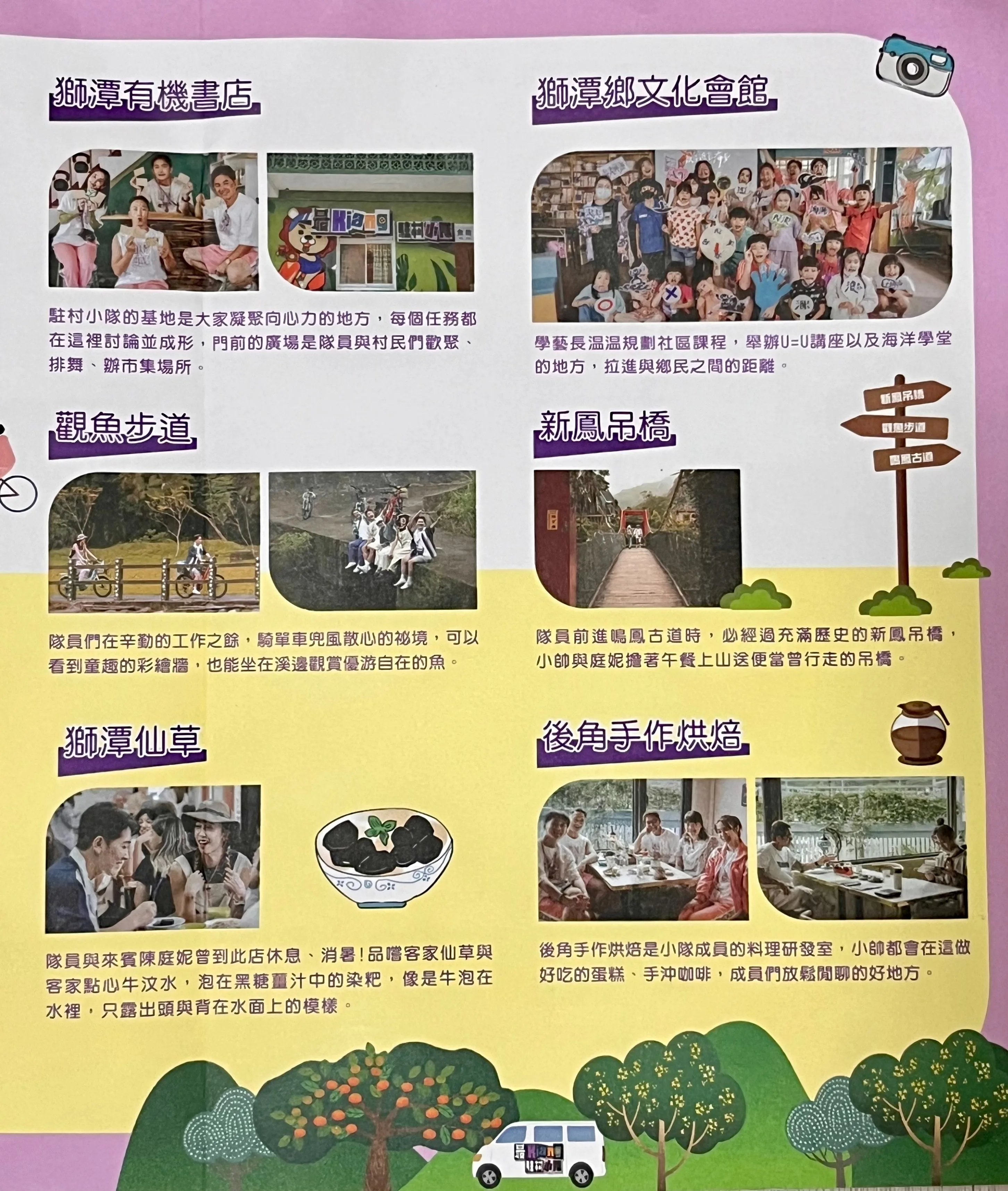 客家電視全新實境節目《啊喔！最Kiang駐村小隊》殺青後，做出藝人們推薦的旅遊景點及美食地圖，讓粉絲可以按圖索驥玩遍獅潭。蘇佑昇翻攝