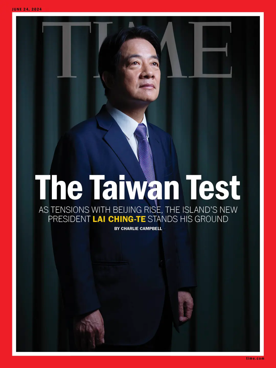 賴清德登上《時代雜誌》封面並接受專訪。翻攝自TIME