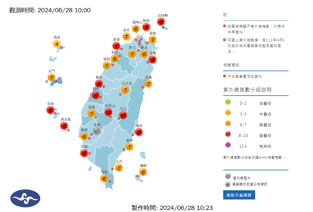 南部恐逾37度　中部以北、東部防午後大雨