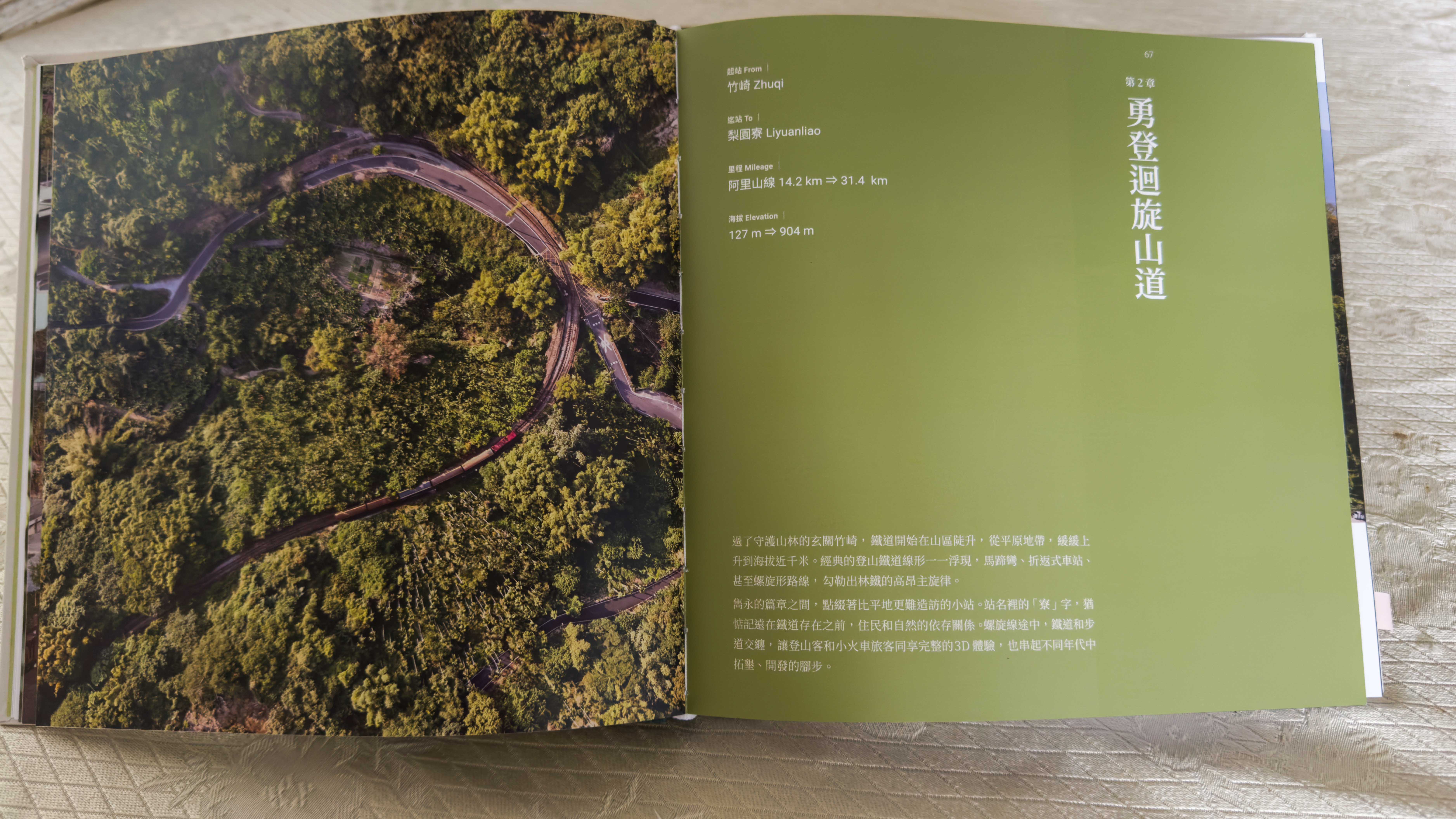 俯視森林裡行進的火車，照見自己的位置。書頁p67。蕭秀琴攝
