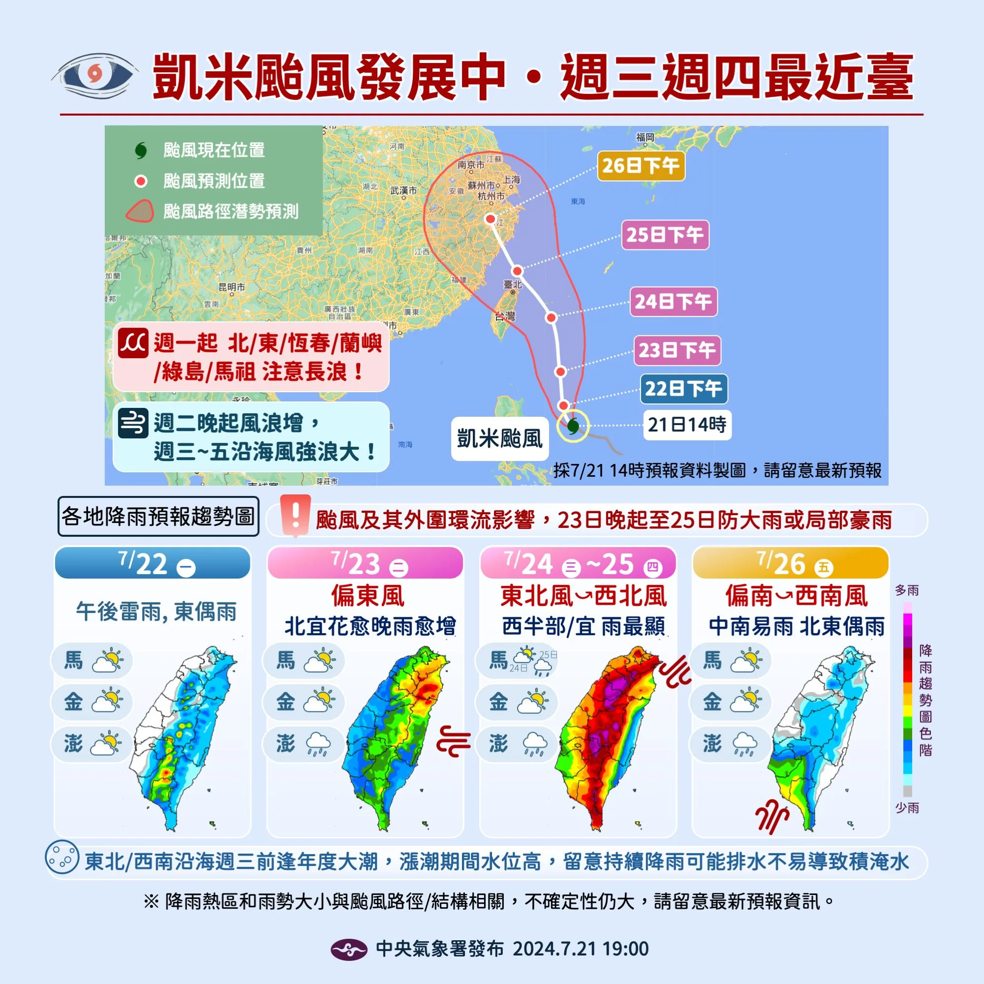吳德榮：凱米將增強為中颱　最近台灣時挾強風豪雨