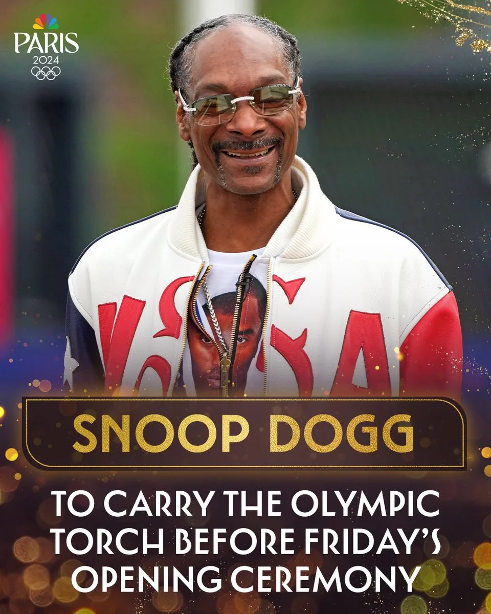 美國饒舌歌手Snoop Dogg為奧運最後一段的火炬手與評述員。圖取自圖取自X/Snoop Dogg