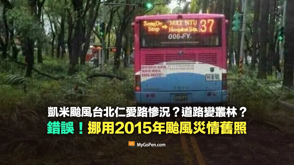 【錯誤】凱米颱風台北仁愛路變叢林？非近期拍攝！2015年蘇迪勒颱風災情舊照