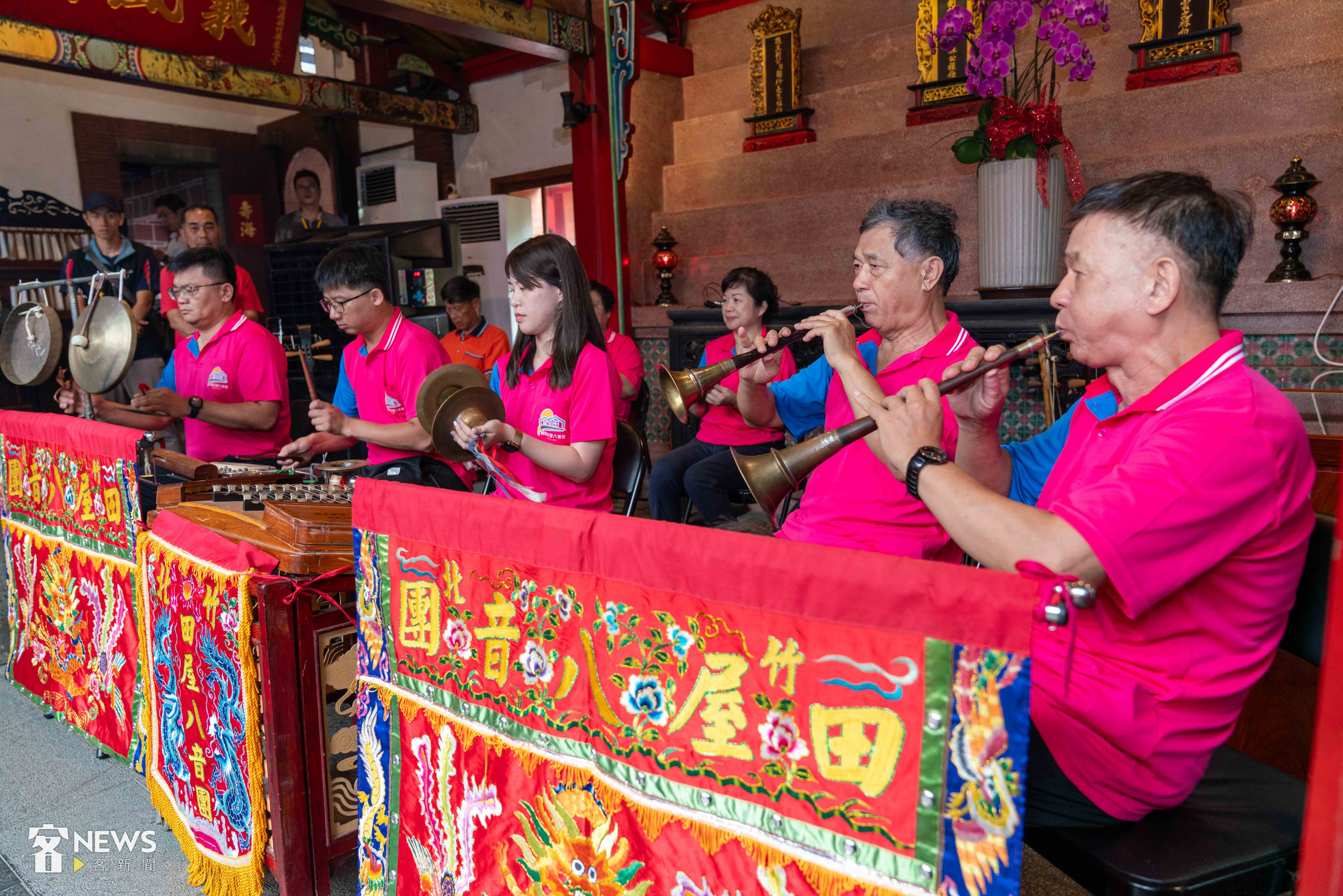 田屋北管八音團2024年在新埔褒忠亭義民祭活動演出。李台源攝