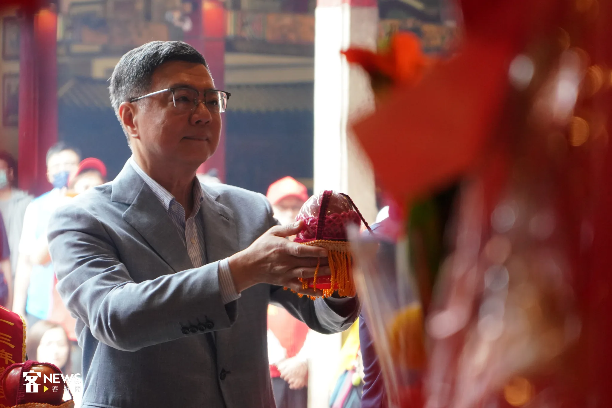 行政院長卓榮泰今天參加2024年義民祭，行三獻禮。洪藝晅攝