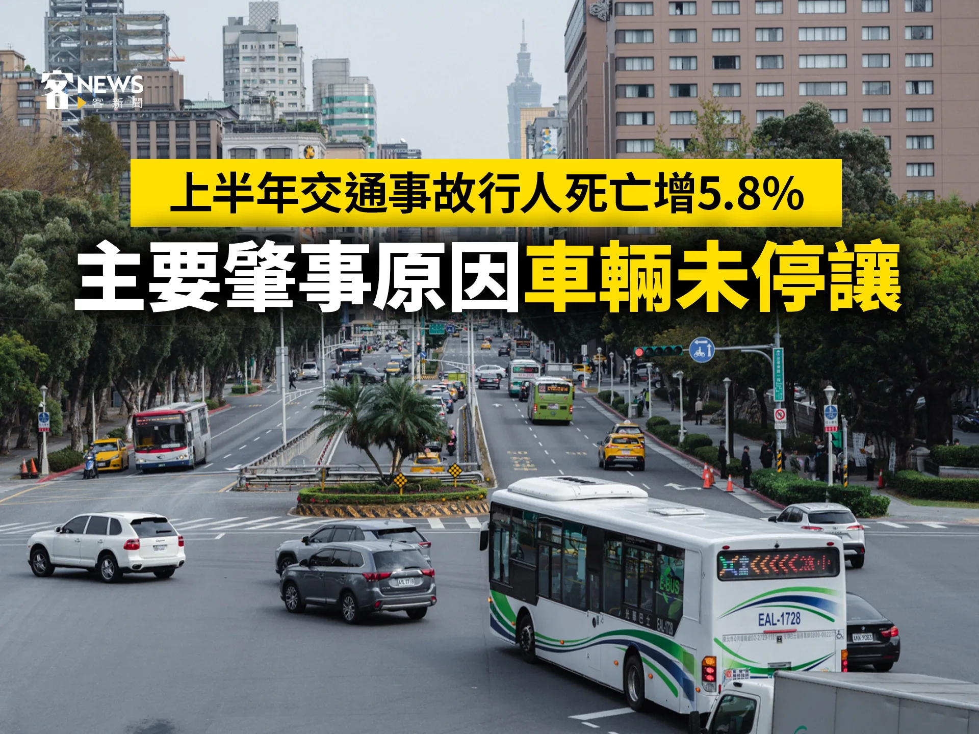 上半年交通事故行人死亡增5.8%　主要肇事原因車輛未停讓