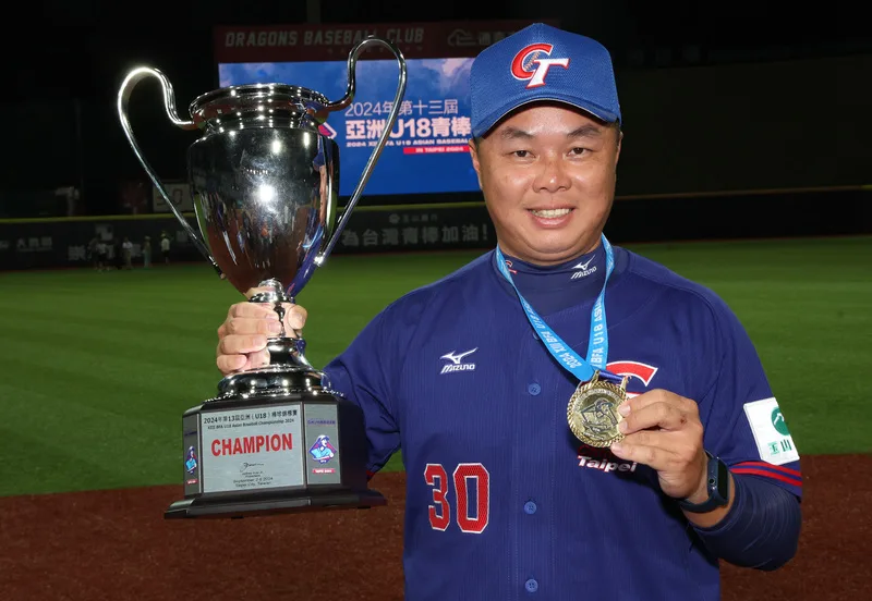 總教練吳柏宏（圖）表示，棒球沒有一帆風順，賽前特別鼓勵選手穩住心態。中央社