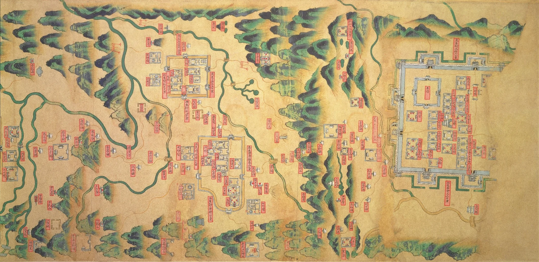 故宮展出〈太原至甘肅驛鋪圖〉。國立故宮博物院提供