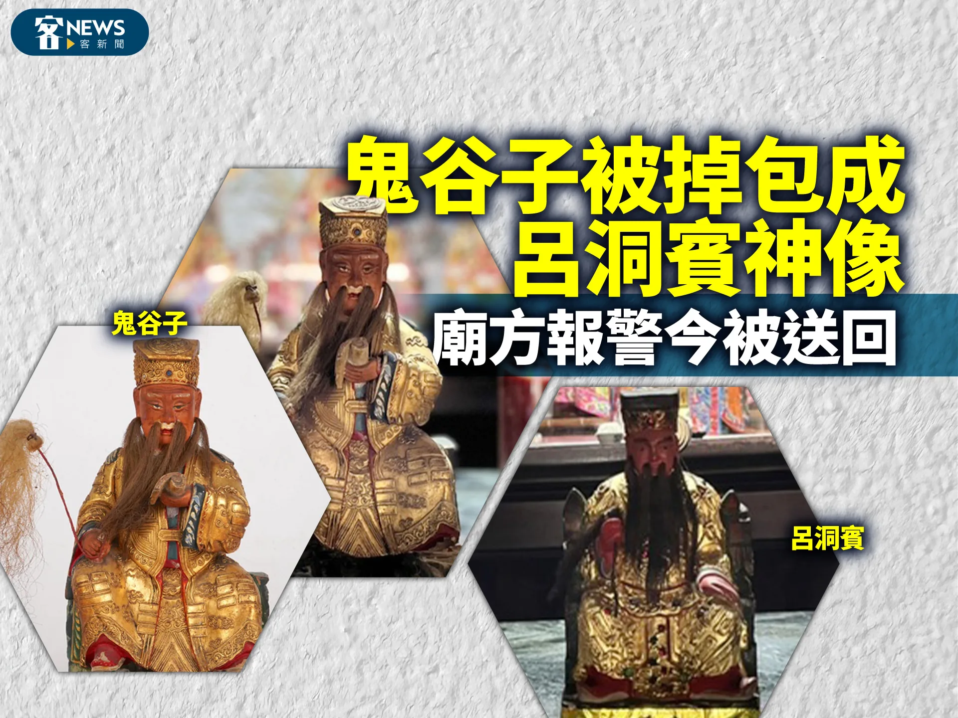 鬼谷子被掉包成呂洞賓神像　廟方報警今被送回