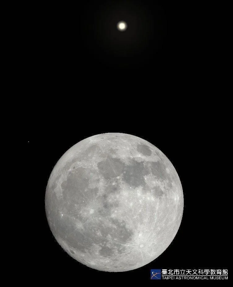 中秋超級月亮，21世紀僅今年可見土星合月。台北天文館提供