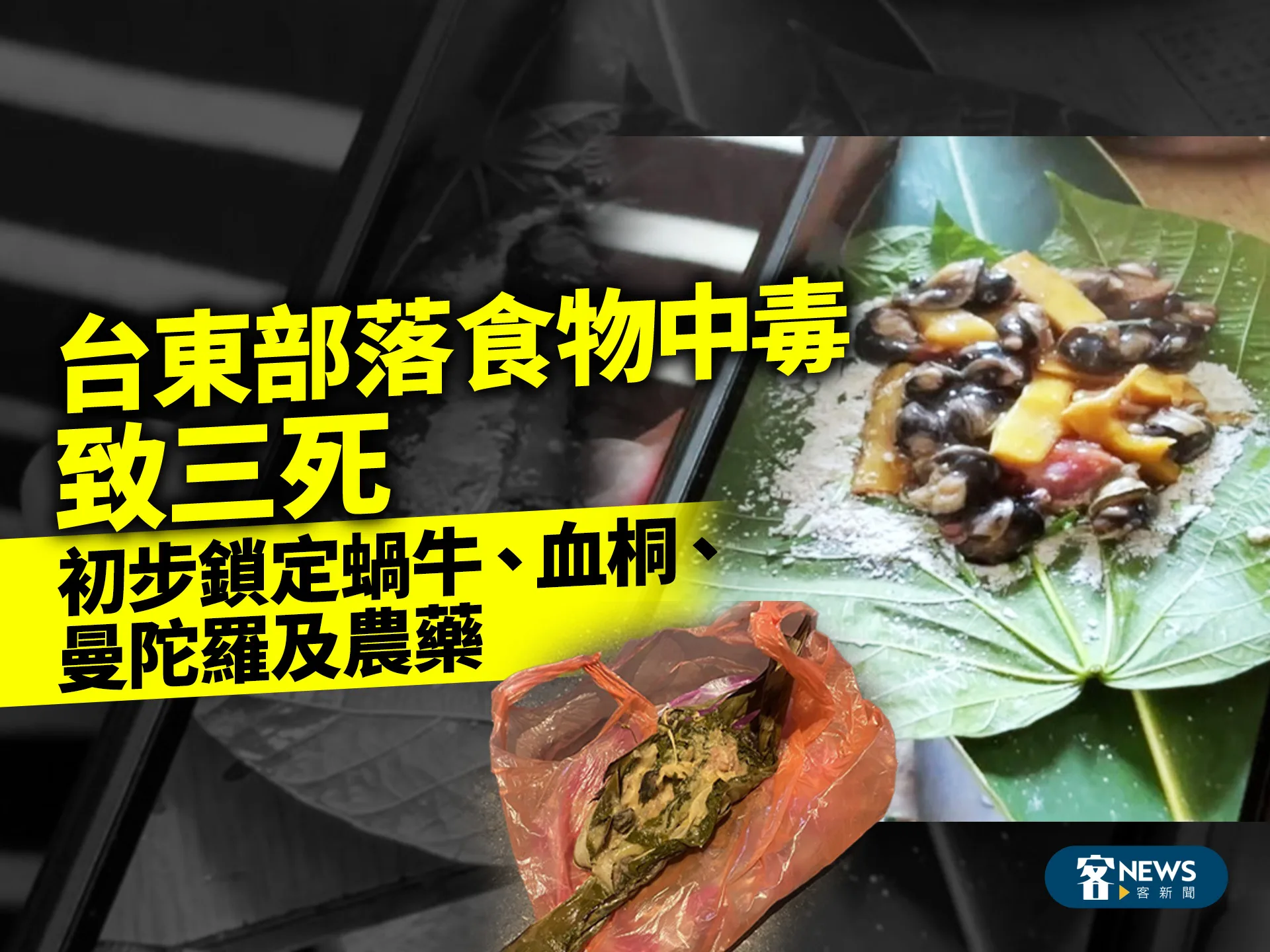 台東部落食物中毒致三死　初步鎖定蝸牛、血桐、曼陀羅及農藥