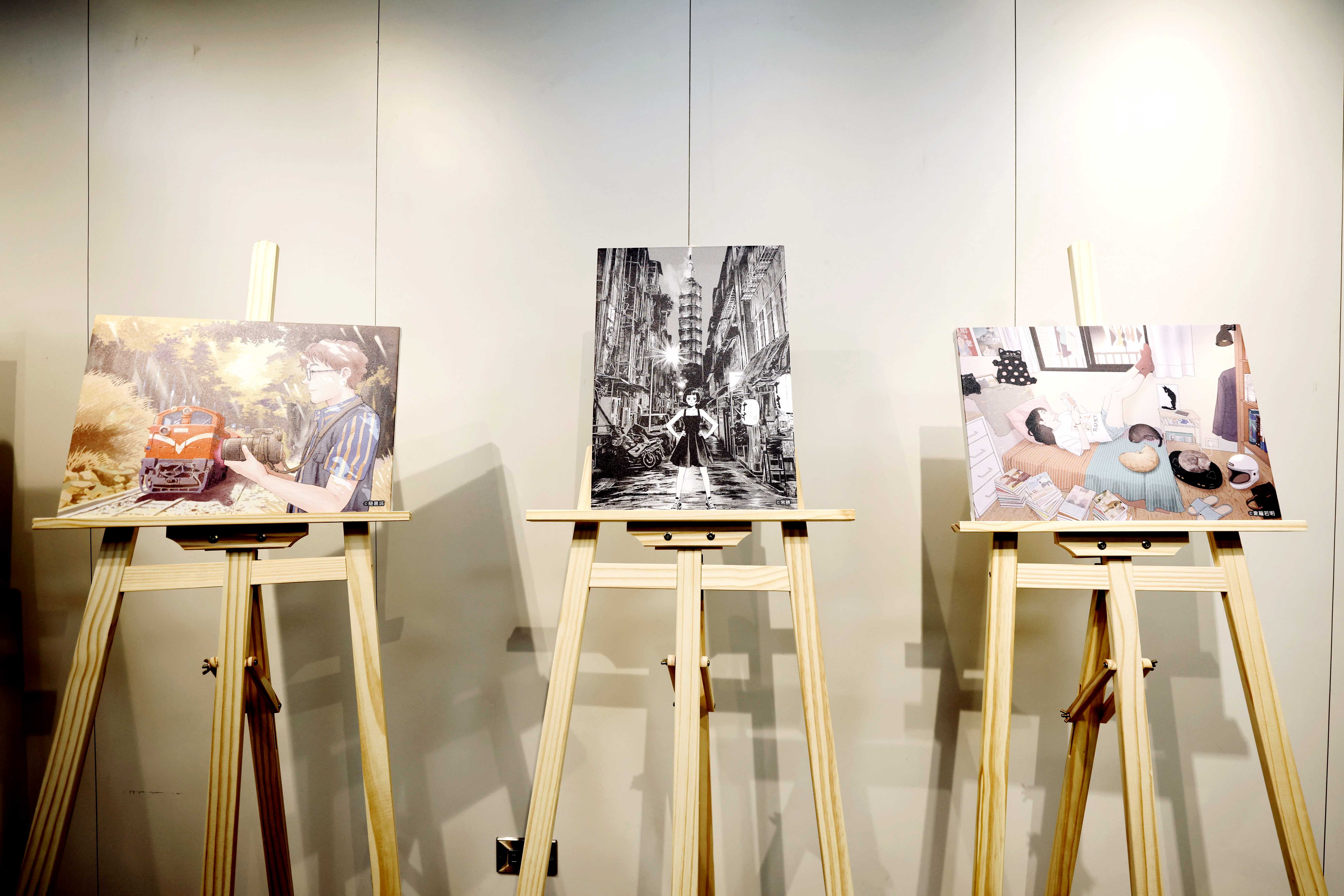 漫畫家簡嘉誠(左起)、常勝、韋蘺若明專為展覽繪製「台灣日常風景」將限時展出。文化部提供