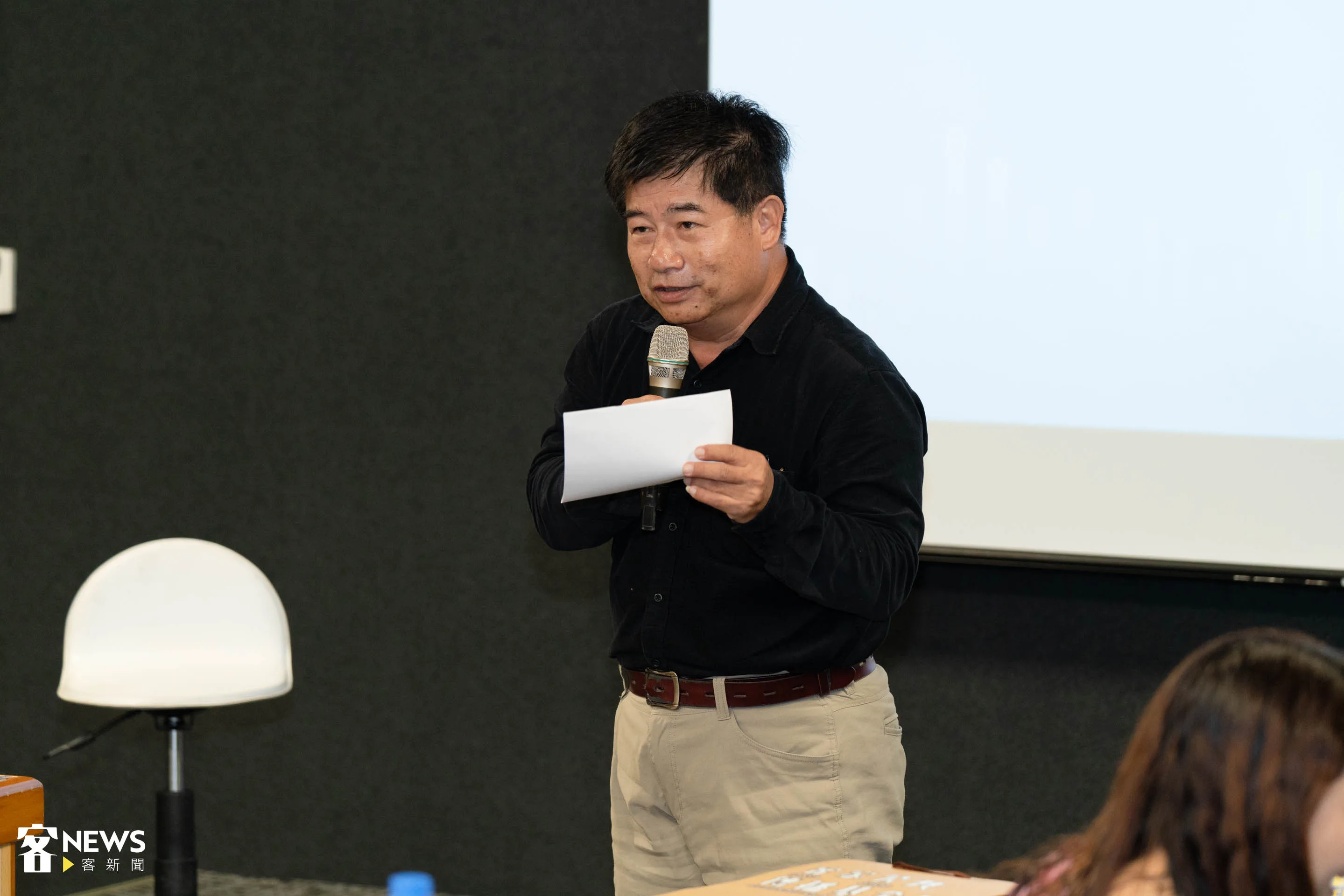 高雄右堆愛鄉文教基金會董事長宋廷棟，提到南部客家的困境。范修語攝