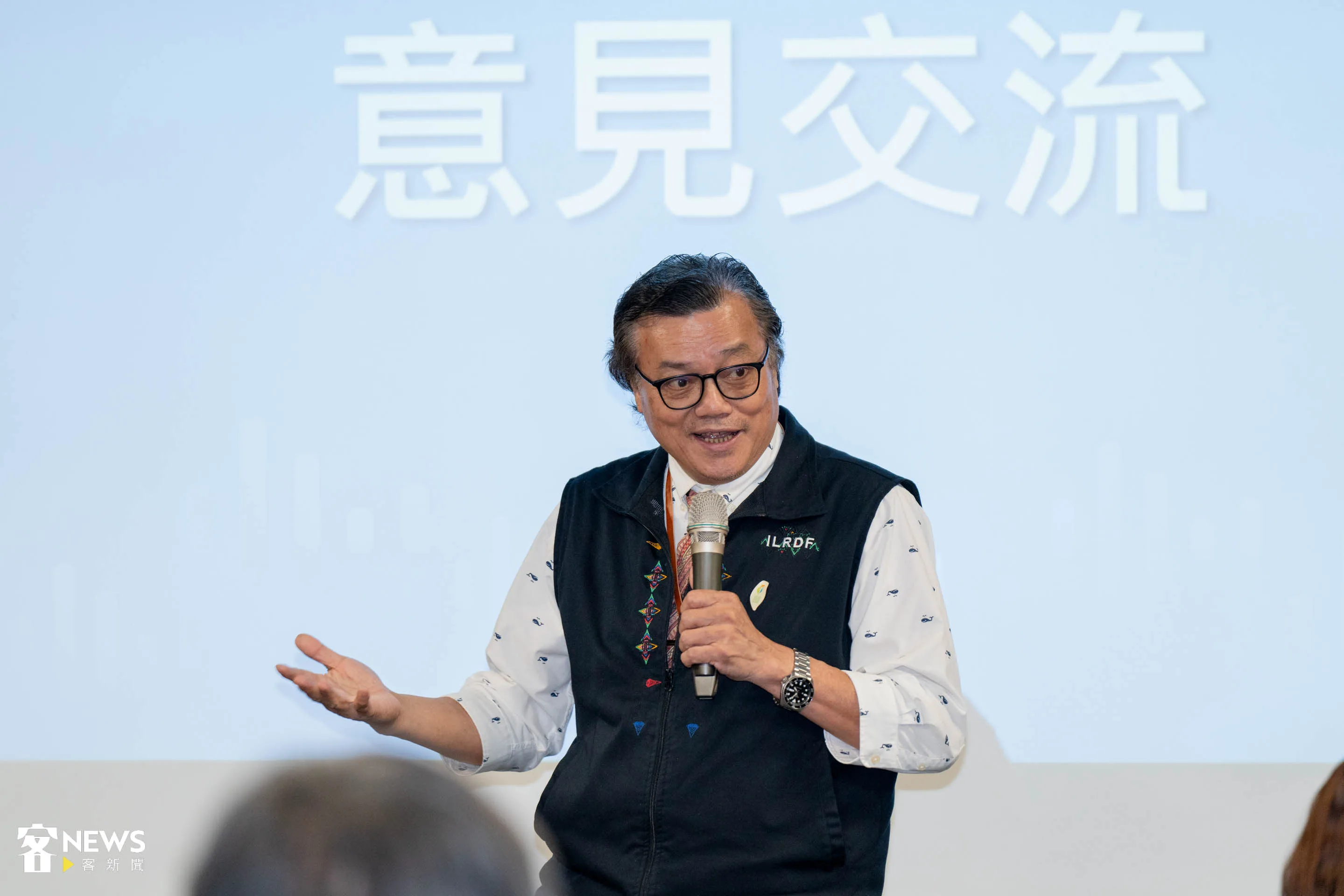 原住民族語言研究發展基金會董事長馬耀・谷木，分享原住民的族語更為分眾，更瀕臨消失。范修語攝