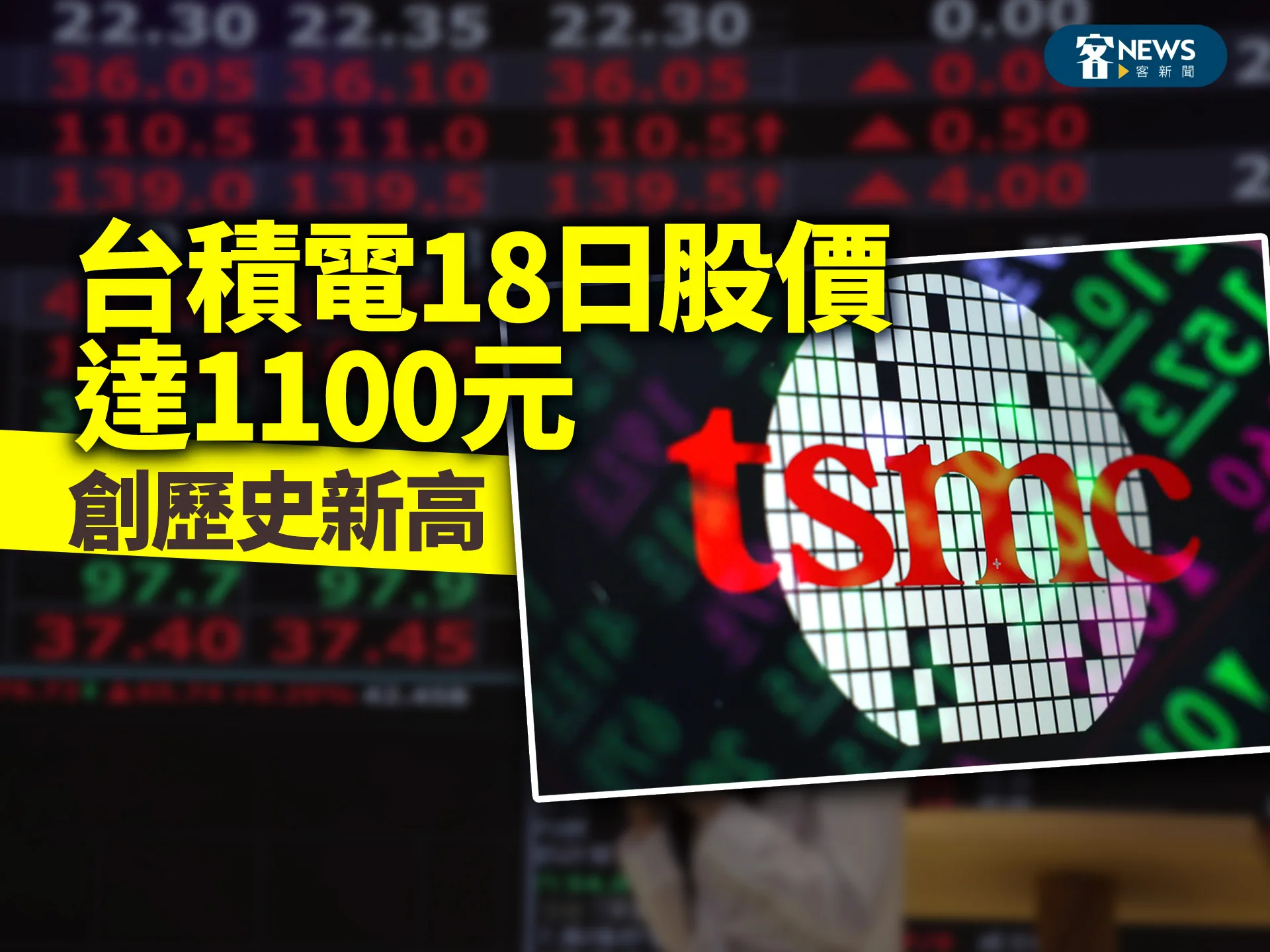 台積電18日股價達1100元　創歷史新高