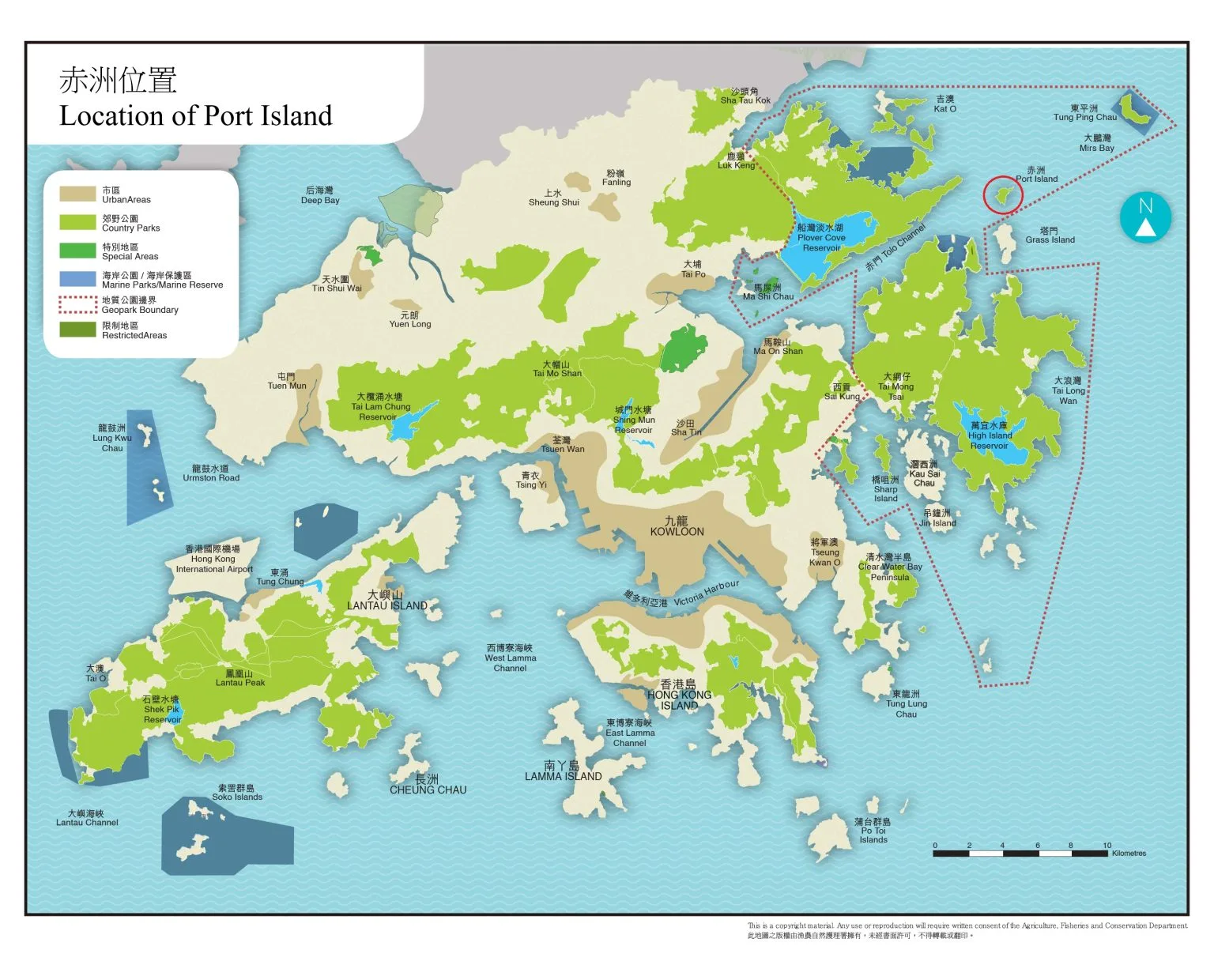 漁護署即日起封閉赤洲島周邊，即紅圈範圍。翻攝自香港漁護署