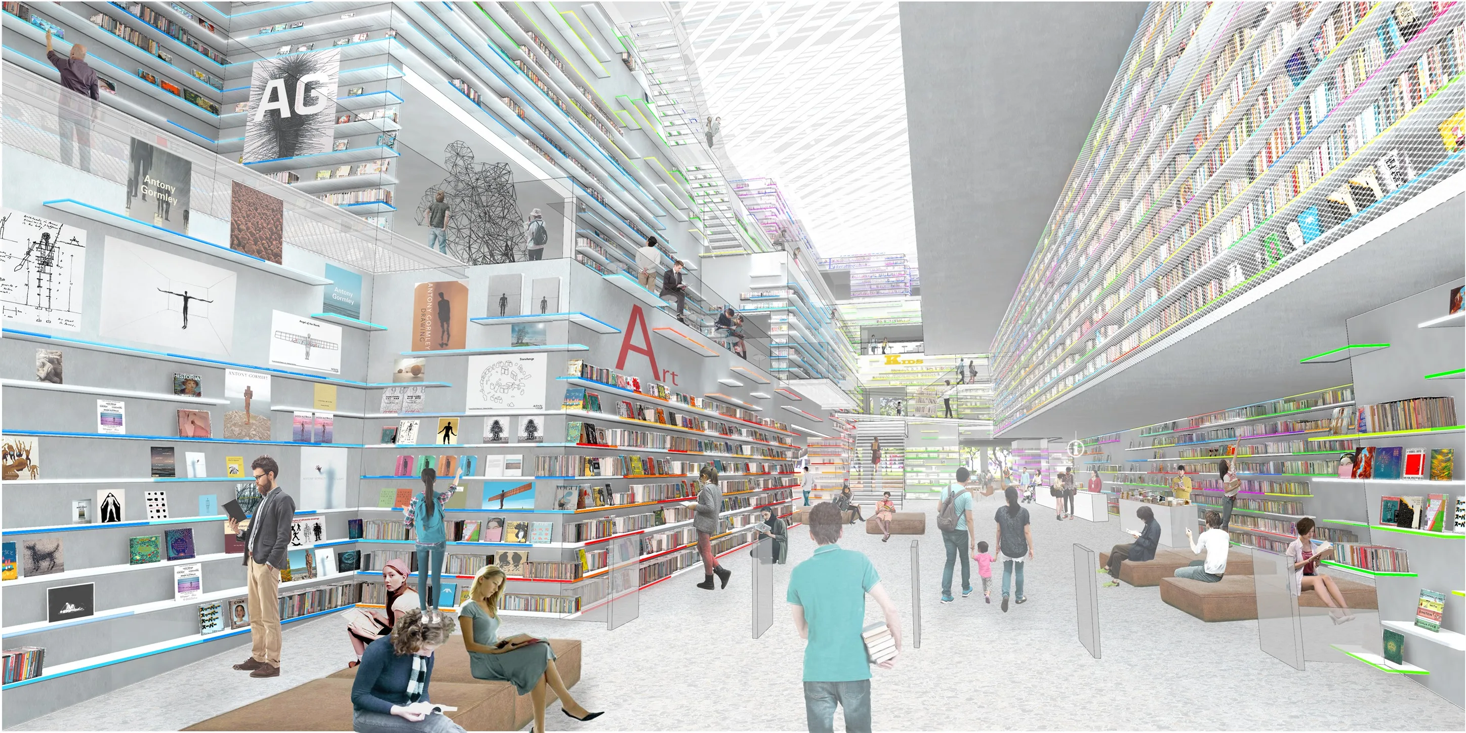 新竹市圖書館新總館內部設計想像圖。新竹市政府提供