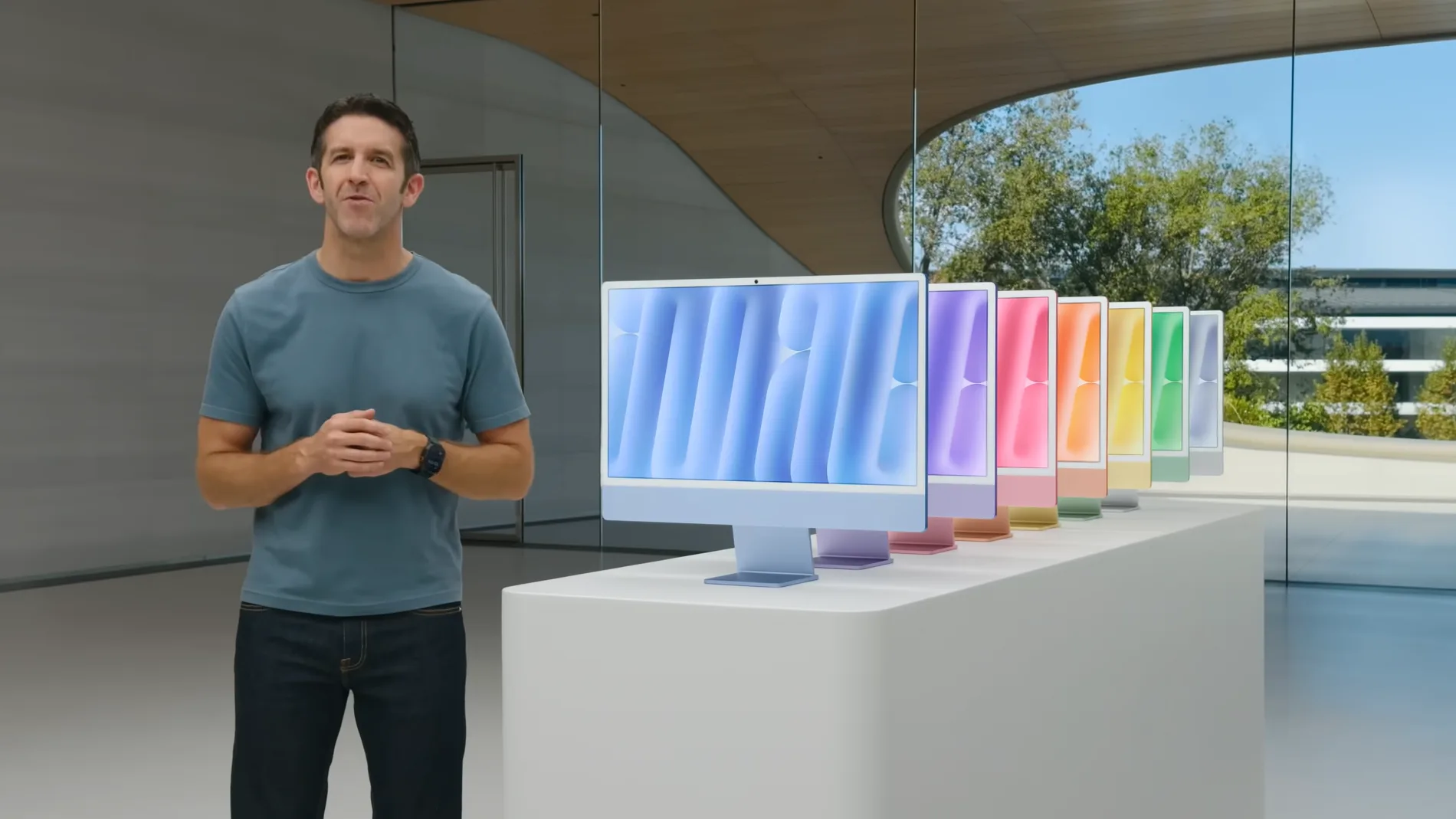 新款iMac提供7種鮮亮活潑的粉嫩顏色。翻攝自Apple