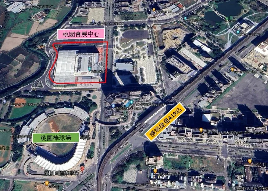 桃園會展中心基地位置示意圖。桃市府提供