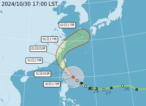 強烈颱風康芮預測路徑