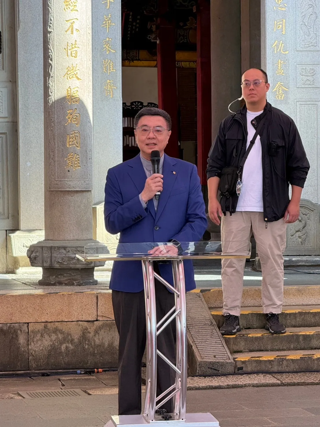 行政院長卓榮泰3日赴新埔褒忠亭義民廟參加秋祭忠義大典。