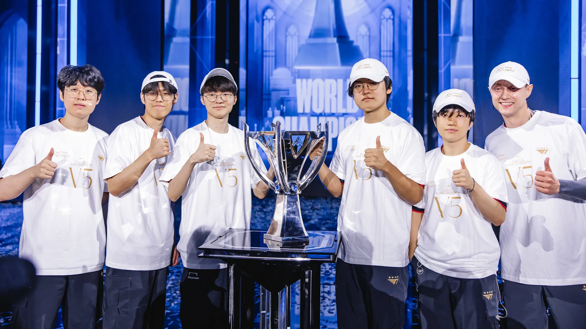 LCK第4種子T1戰隊3:2逆轉擊敗LPL頭號種子BLG戰隊,成功衛冕冠軍。翻攝自LoL Esports Photos Flickr