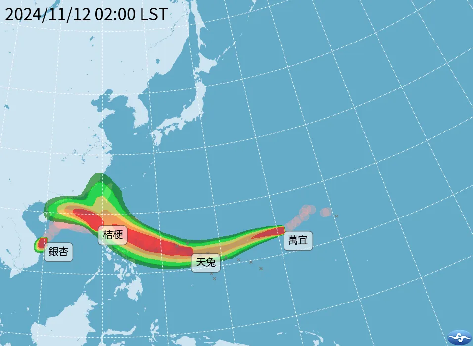 史上第一次在西北太平洋有四颱共舞。